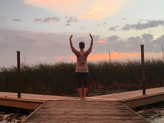 Yoga on the end of a dock
