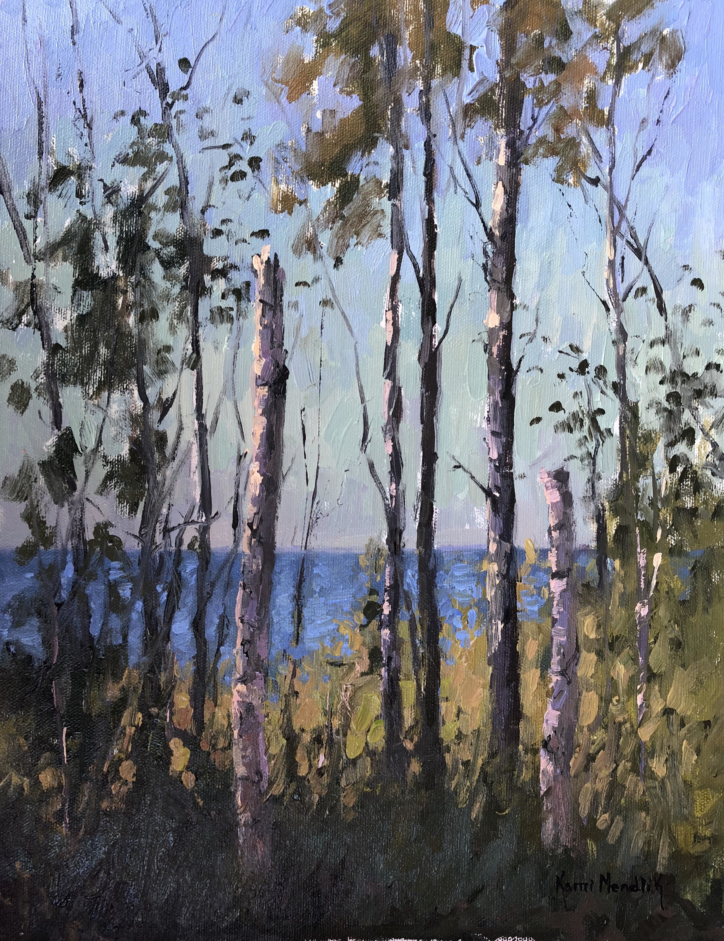 Birch trees painting by Kami Mendlik
