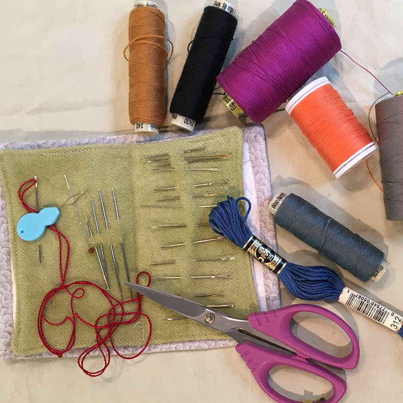 Fabric art supplies for a retreat with Donalee Kennedy