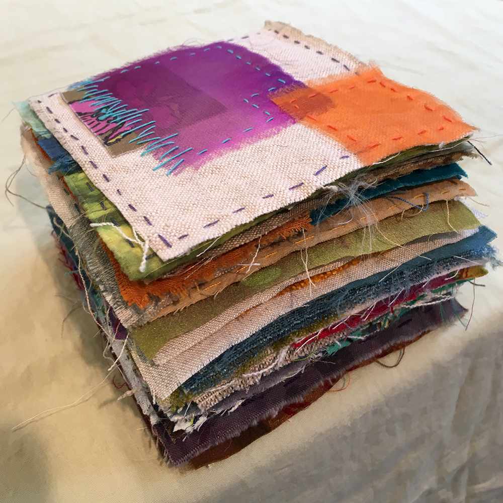 Fabric supplies for art retreat with Donalee Kennedy
