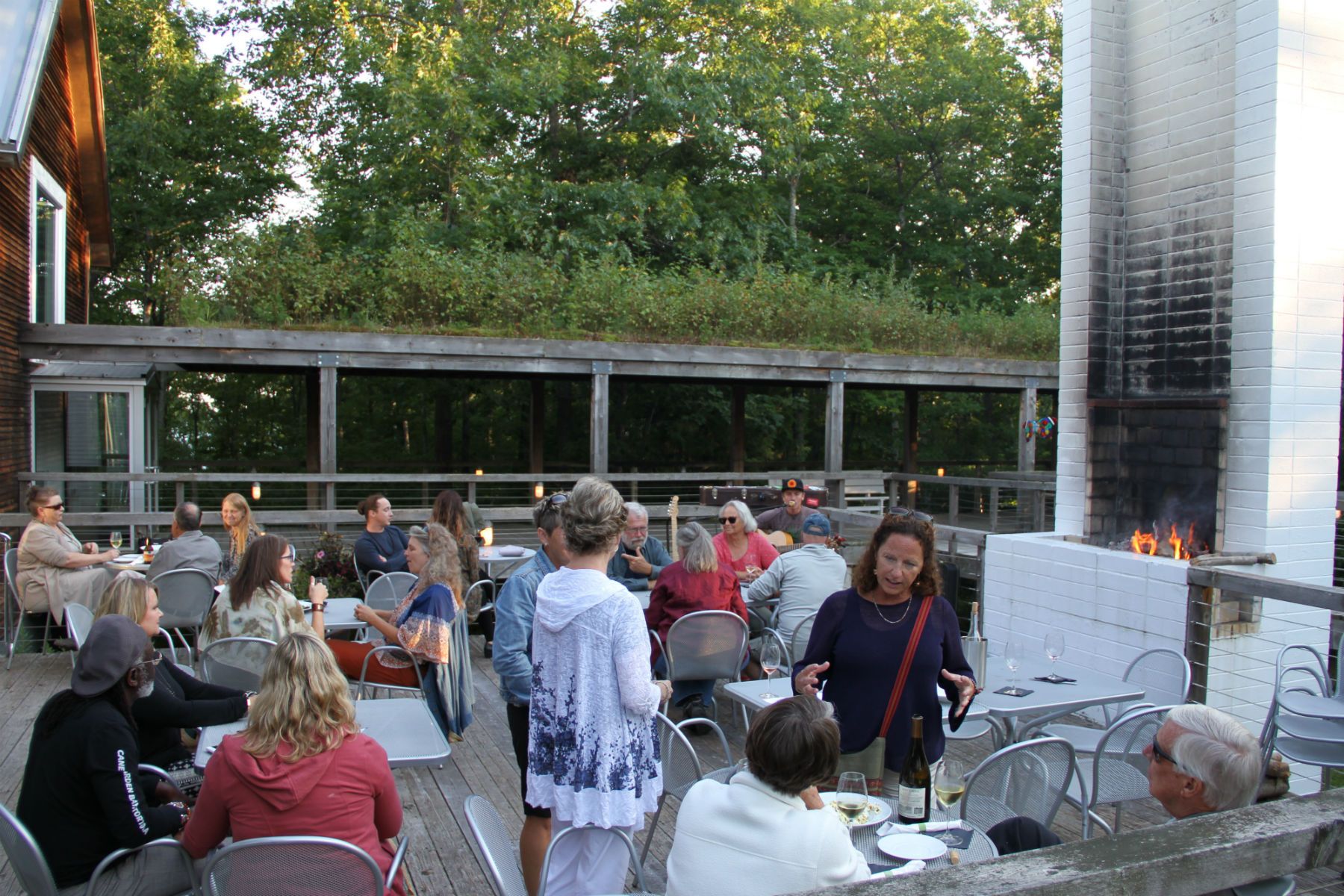Crowd at a Wine Bar event at Wild Rice Retreat