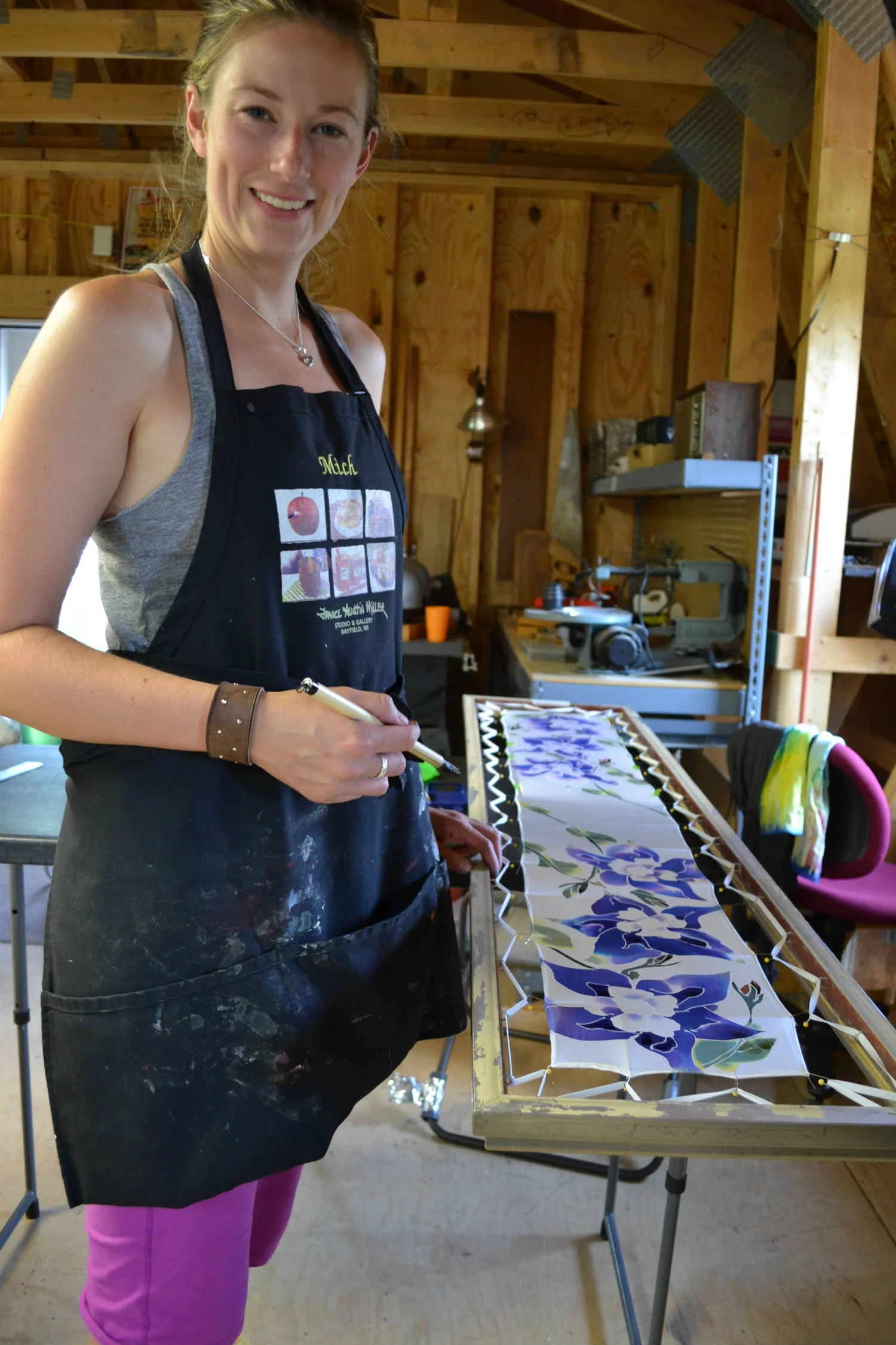 Silk painting student