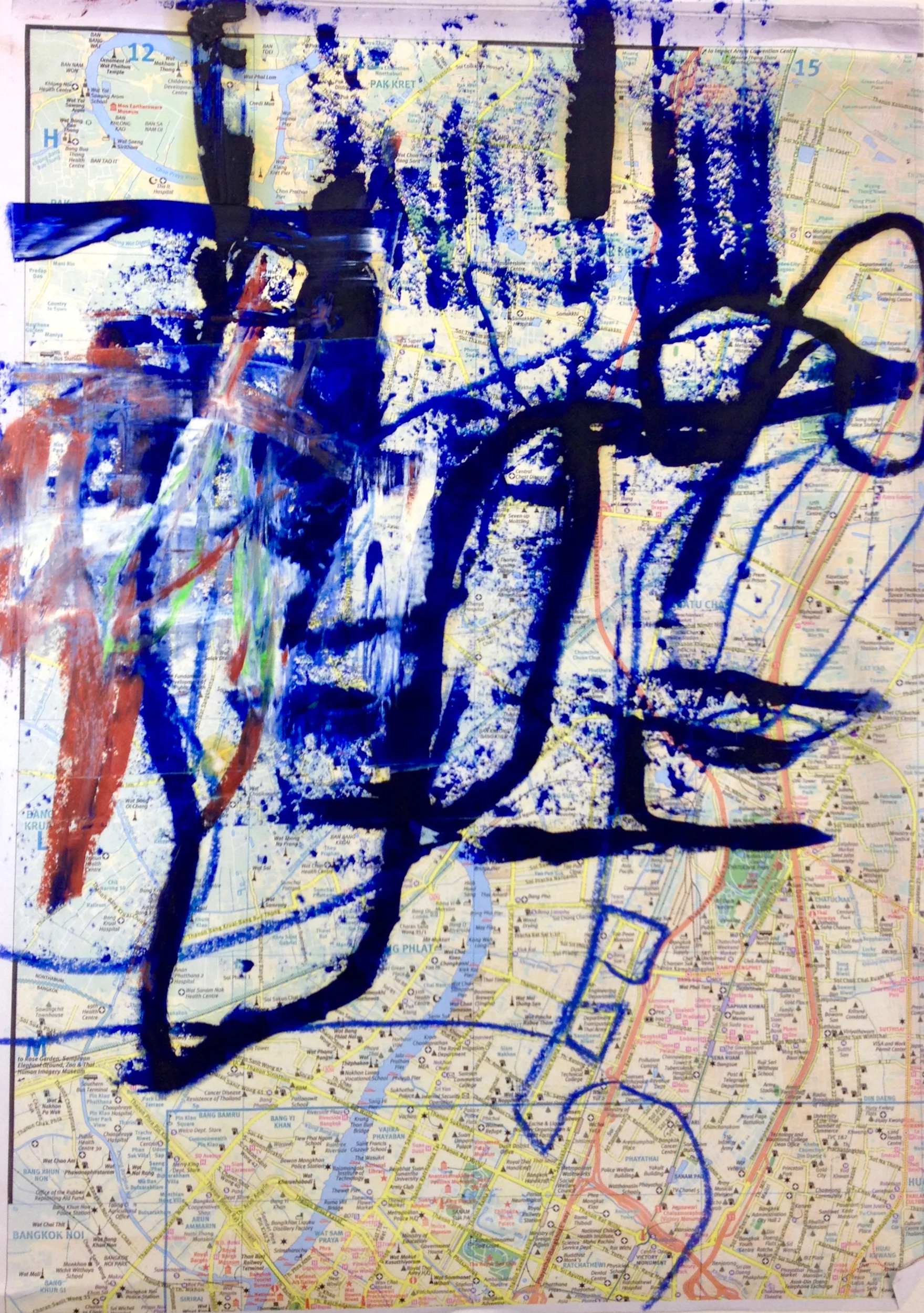 Mapped Territory Bangkok Oilpastel on Paper 20" x 18"