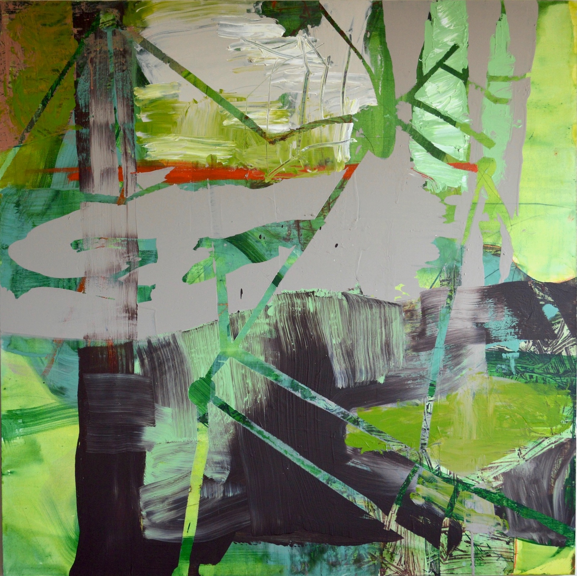 House Of Green Earth Acrylic on Canvas, 49" x 49"