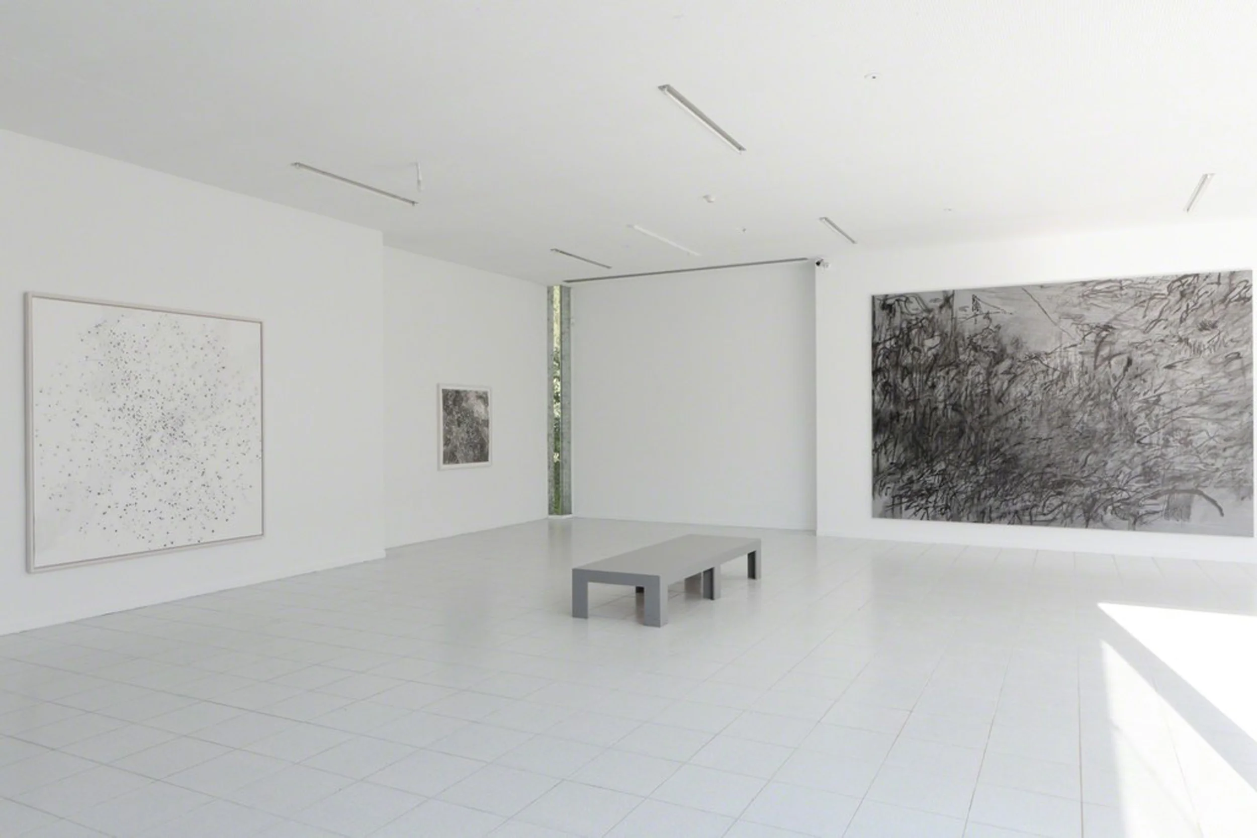 Artworks in the photo, from left to right: Jessica Rankin, The Great Other, 2016, courtesy of the artist and carlier | gebauer, Berlin Jessica Rankin, Let the Awful Shade Stop Rising, 2014, courtesy of the artist and Salon 94, New York Julie Mehretu, Invisible Sun (algorithm 7, spell form), 2015, courtesy of the artist and Marian Goodman Gallery, New York