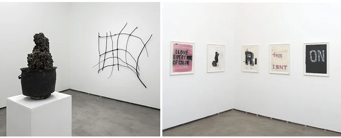Left: Installation image of Jay Heikes's exhibition 'RA' | Federica Schiavo Gallery | May 15 - July 2, 2014 Right: Installation image of Todd Norsten's exhibition 'The Heart of Everything That Is' | Federica Schiavo Gallery | March 18 - May 7, 2016