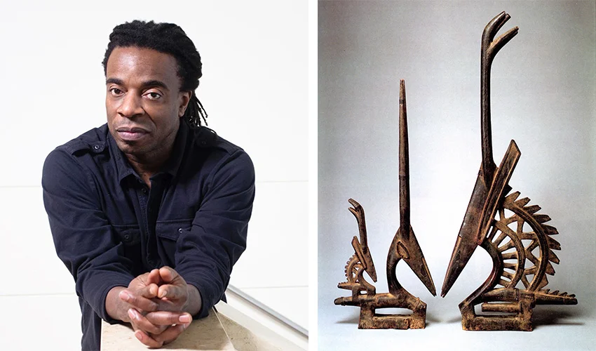 Above: Portrait of Willie Cole | Ci Wara sculptures, 19th-early 20th century, by the Bamana peoples in the Bamako region of Mali. Metropolitan Museum of Art, The Michael C. Rockefeller Memorial Collection, Gift of Nelson A. Rockefeller, 1964