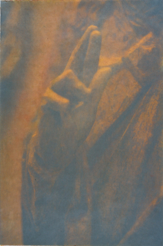    Gesture XII   by Linda Schwarz 2002  Photolithography, hand painted  |  24" x 16" 