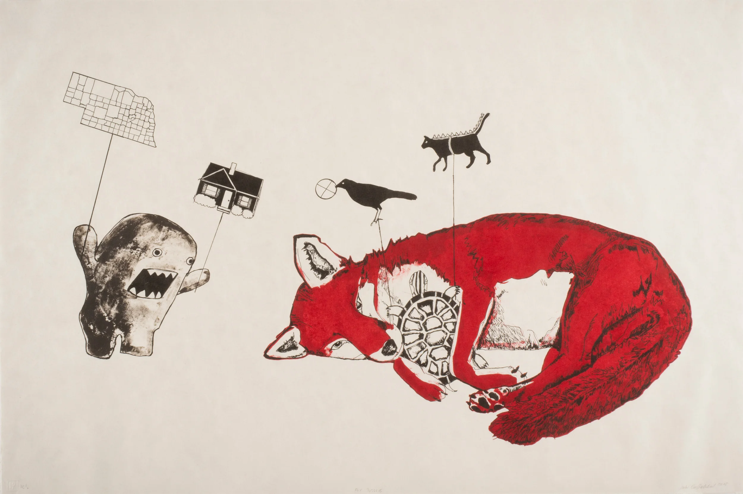 “Fox Tussle” by Julie Buffalohead 2015