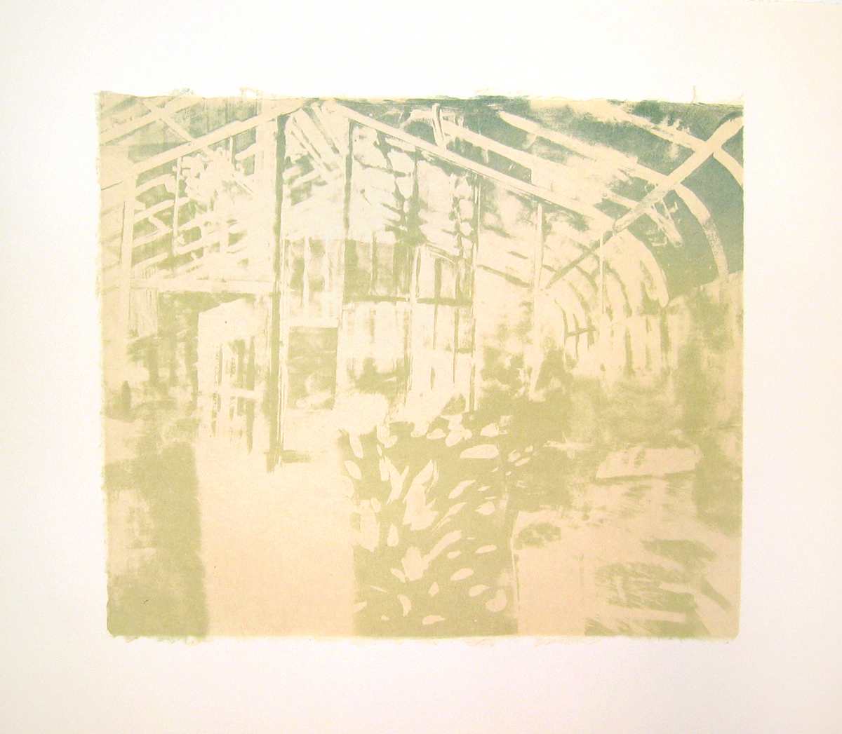    Greenhouse Glow   by Joel Janowitz 2005  Edition of 20  | Lithography with Kitakata chine collé on Arches Cover  |  image: 17" x 20 1/2"  |  paper: 24" x 27 1/2"  | $700 