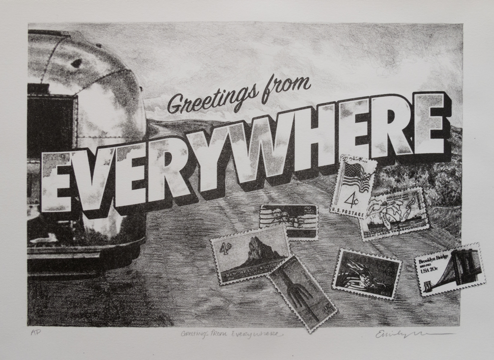  Emily Marsolek   Greetings From Everywhere   Lithograph 