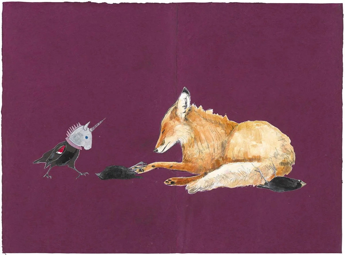 Untitled, 2017, both acrylic, ink, graphite, collage on Lokta paper: courtesy the artist and Bockley Gallery
