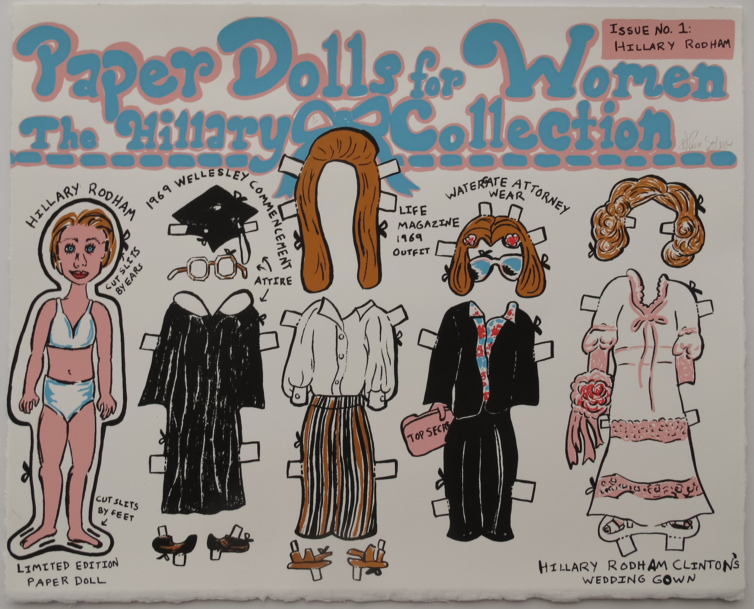 Nicole Soley, Paper Dolls for Women: The Hillary Collection, Issue No. 1, screenprint