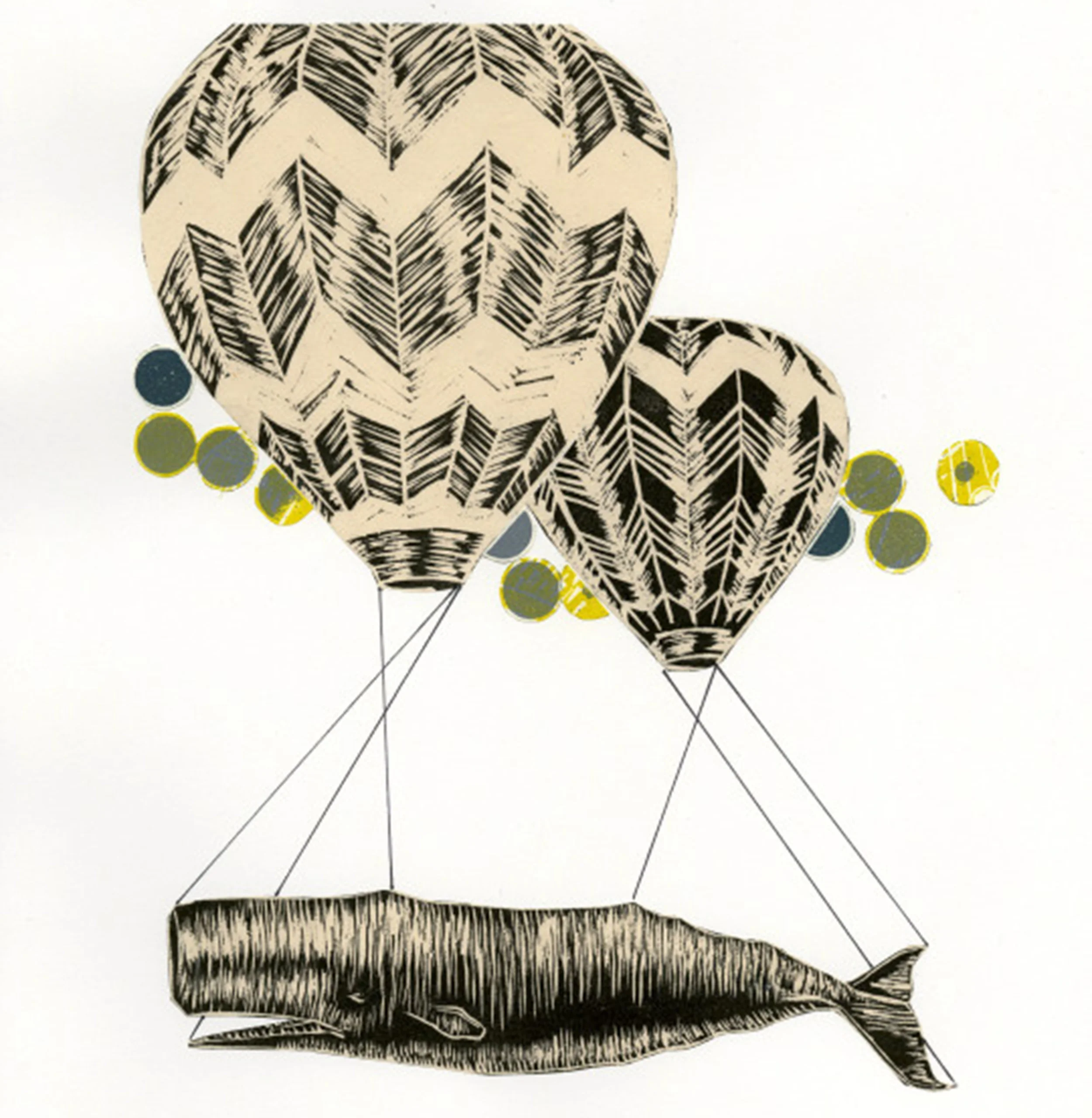Nancy Ariza, Whale Transport, collage with relief, 2013