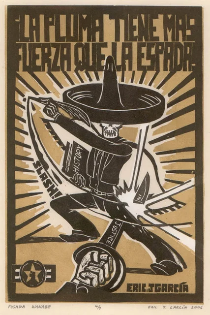 Counter Propaganda: The Latin American Print (color linoleum relief)