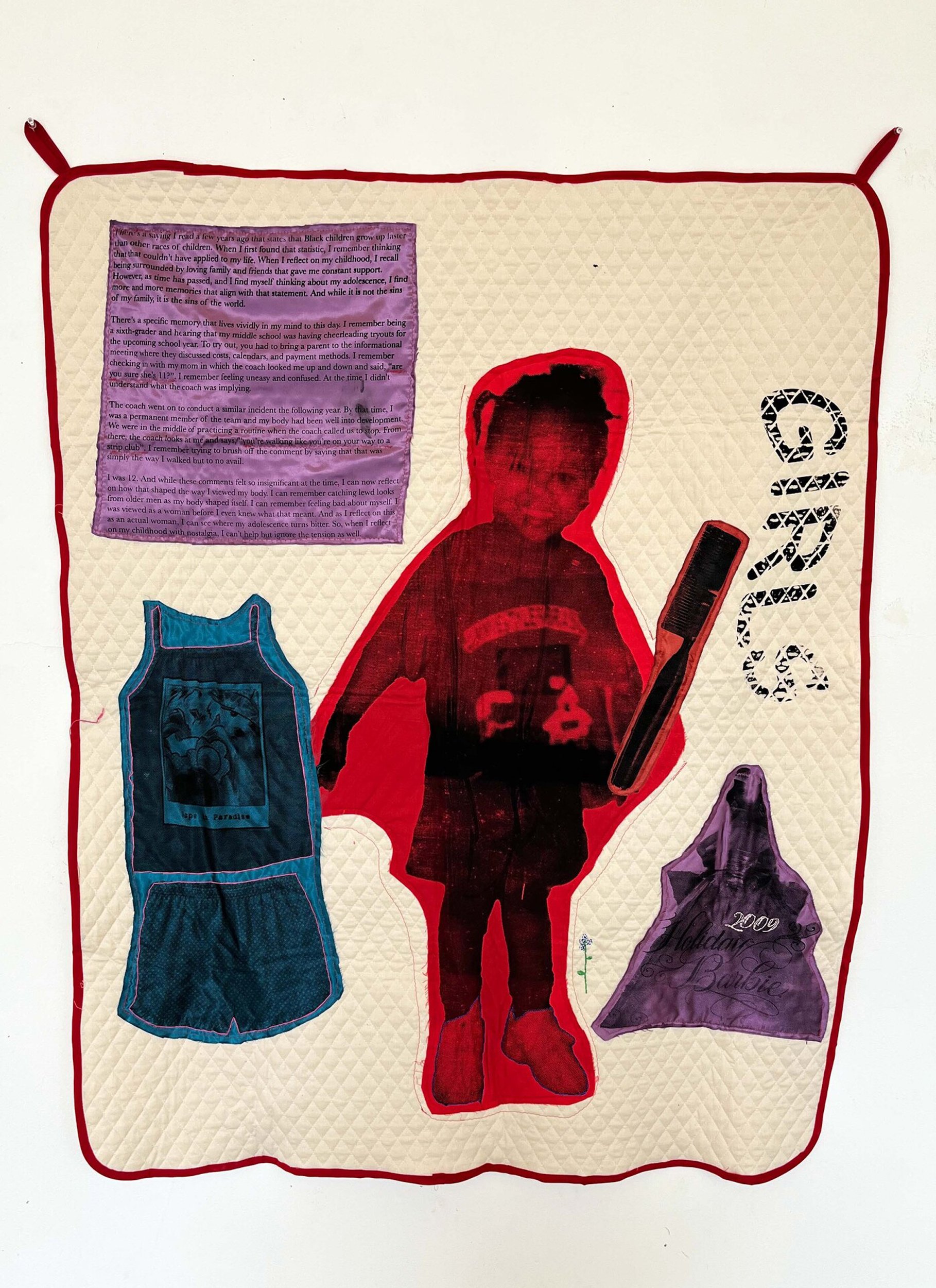  Madison Cooper   Fast Little Girls (v.3)   Screenprint on cotton, muslin, and satin, embroidery 