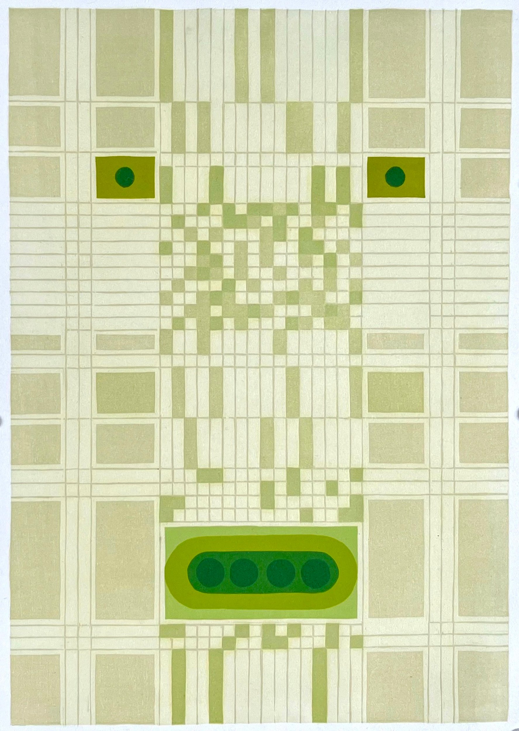  Catherine Sollman    Animal Grid 1 (Green)    Woodcut 