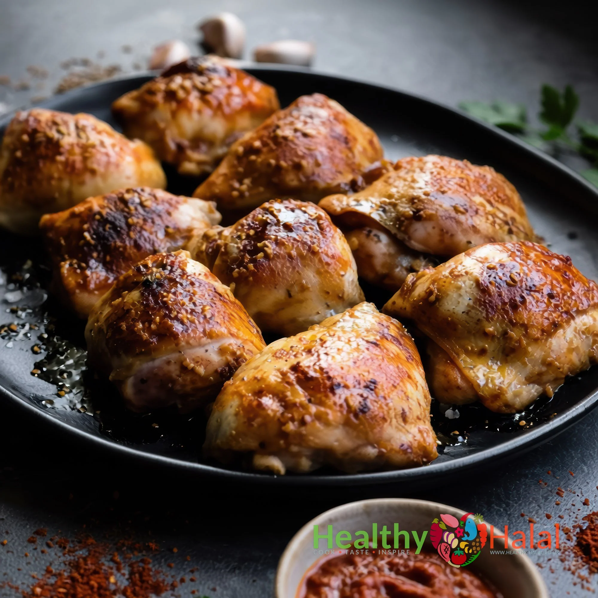 Algerian Herb Oyster Chicken Thighs - Healthy Halal