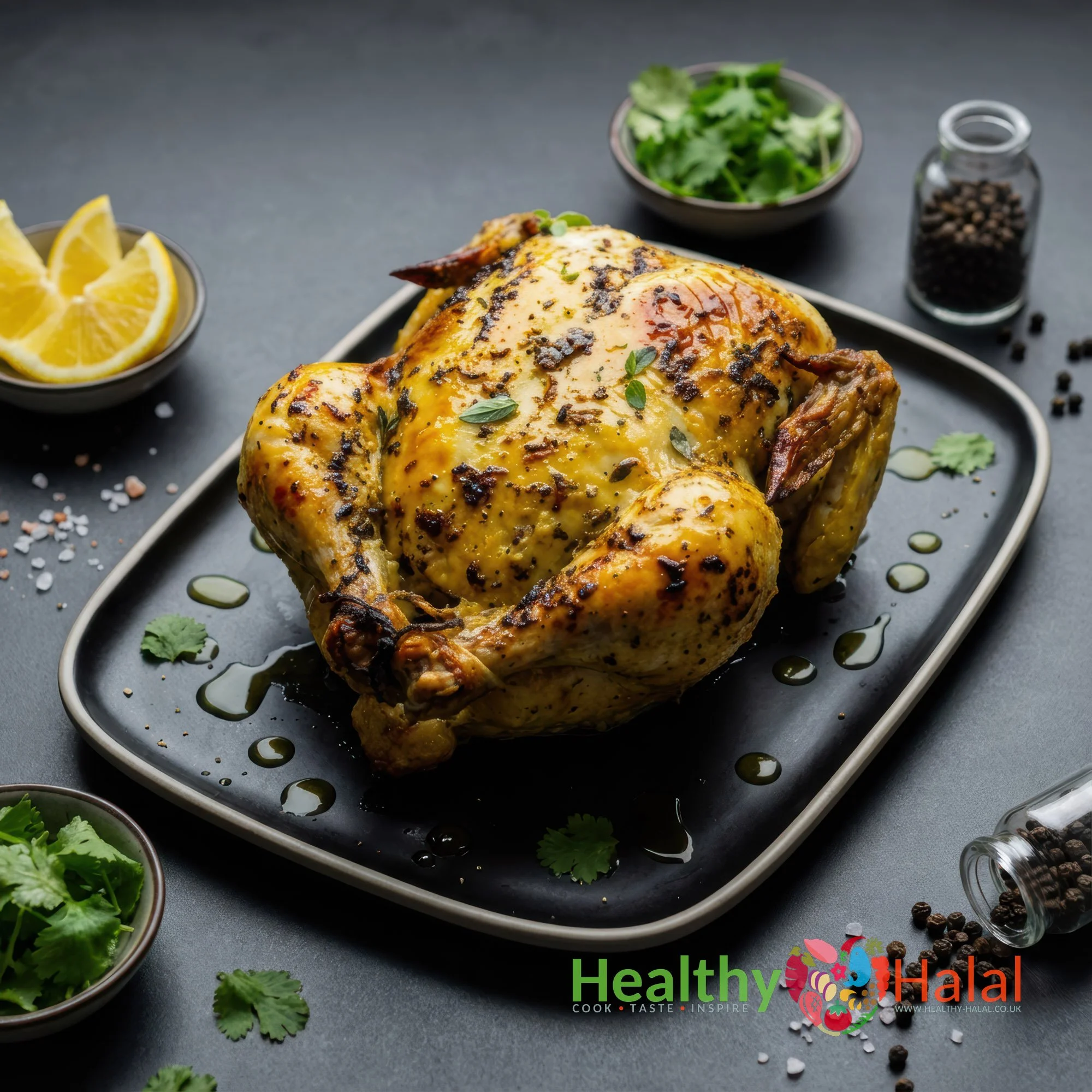 Lemon & Black Pepper Whole Chicken - Healthy Halal