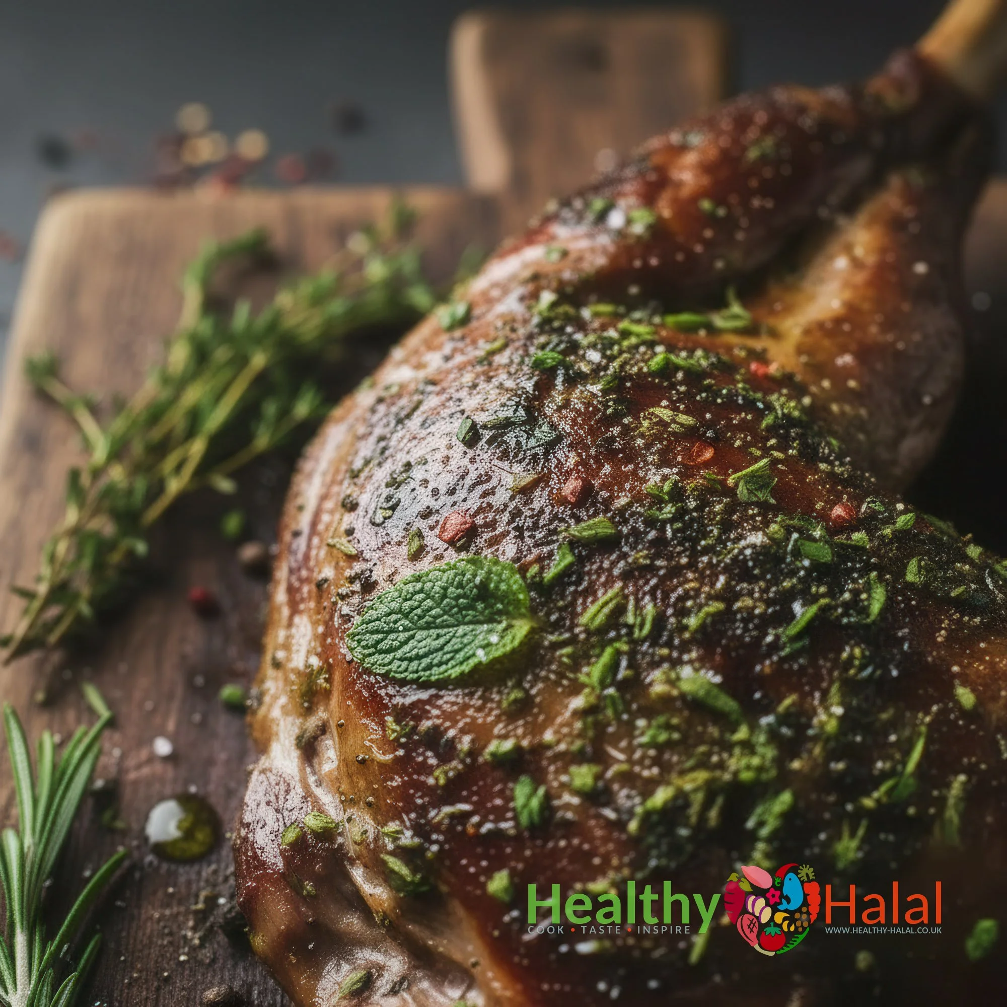 Leg of Lamb with Mint, Herbs & Cracked Black Pepper - Healthy Halal
