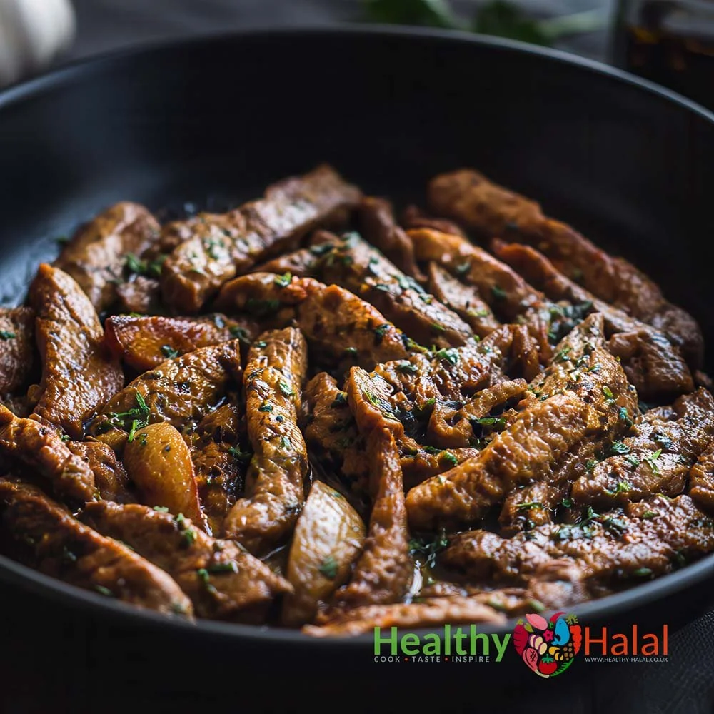 Fragrant Garlic Butter Beef Strips - Healthy Halal