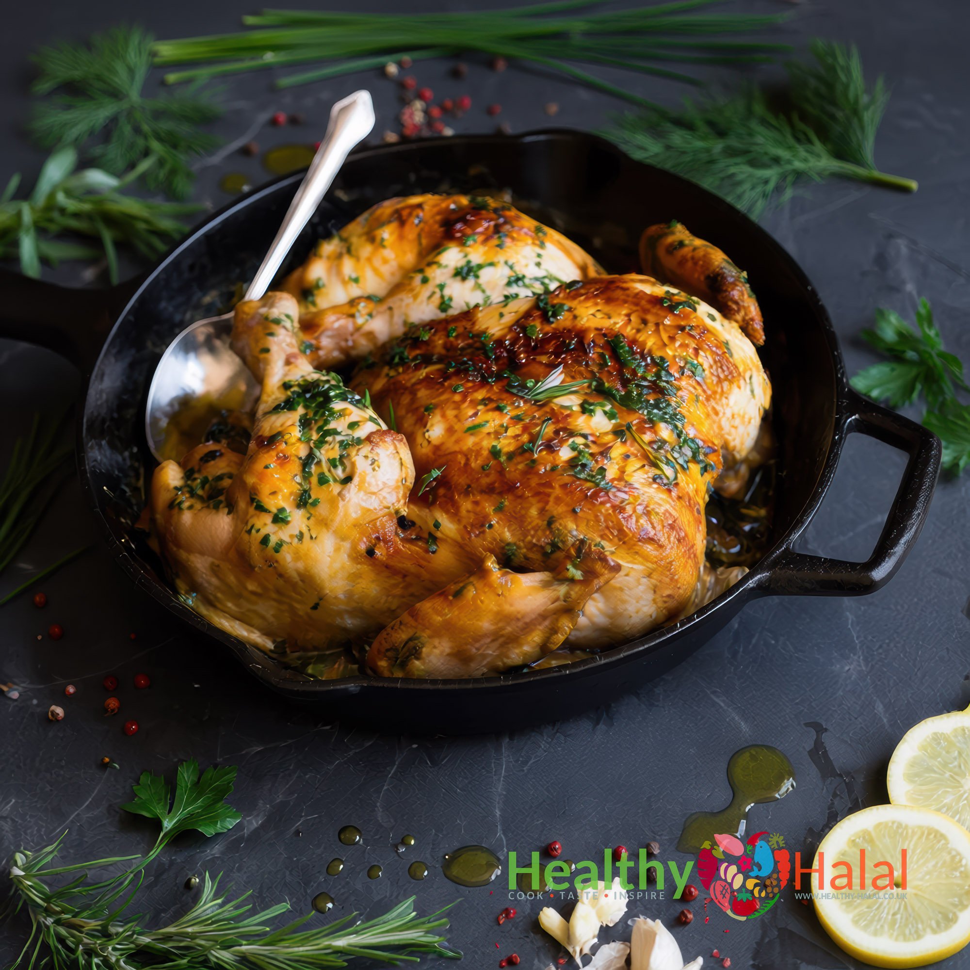 French Garden Spatchcock Chicken - Healthy Halal
