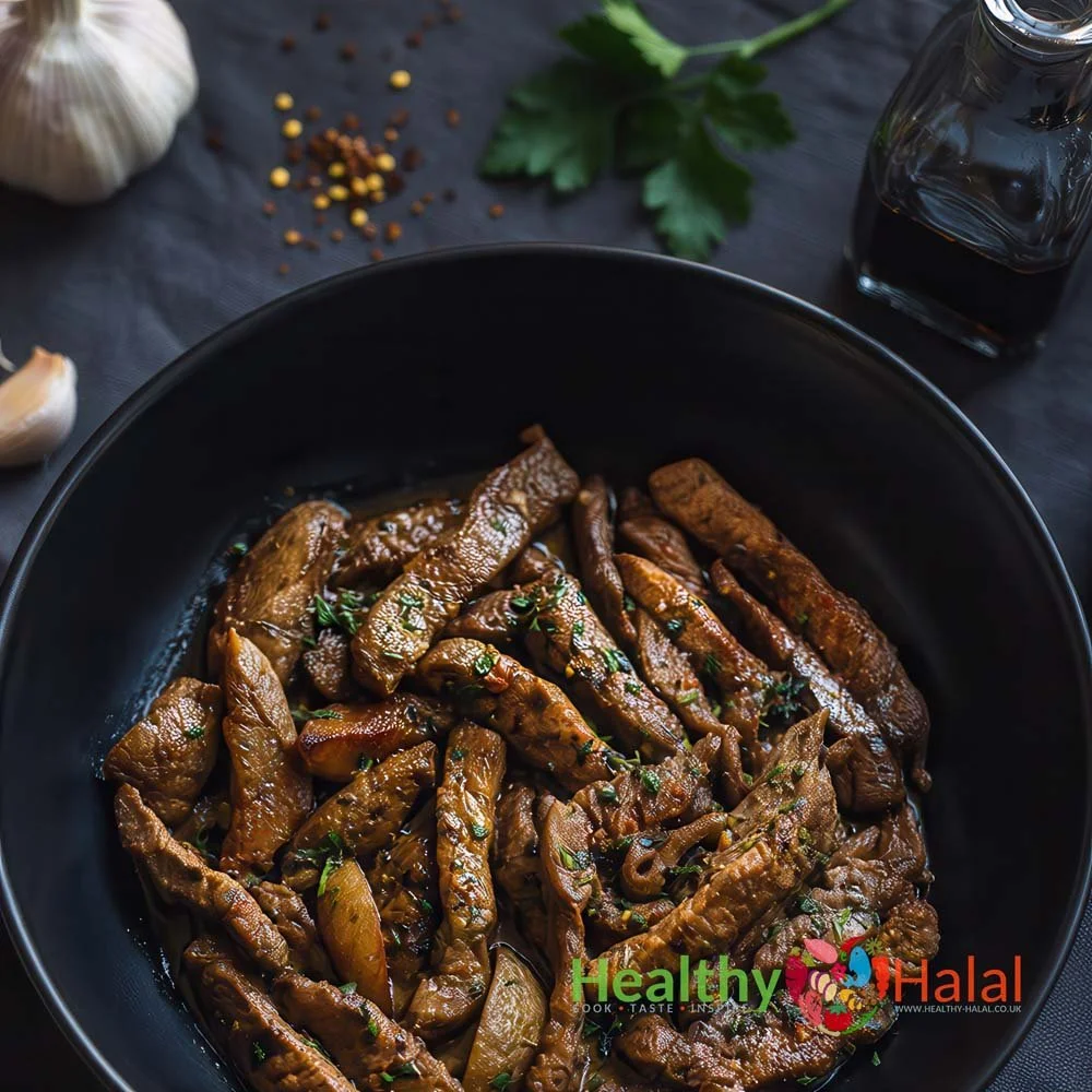 Fragrant Garlic Butter Beef Strips - Healthy Halal