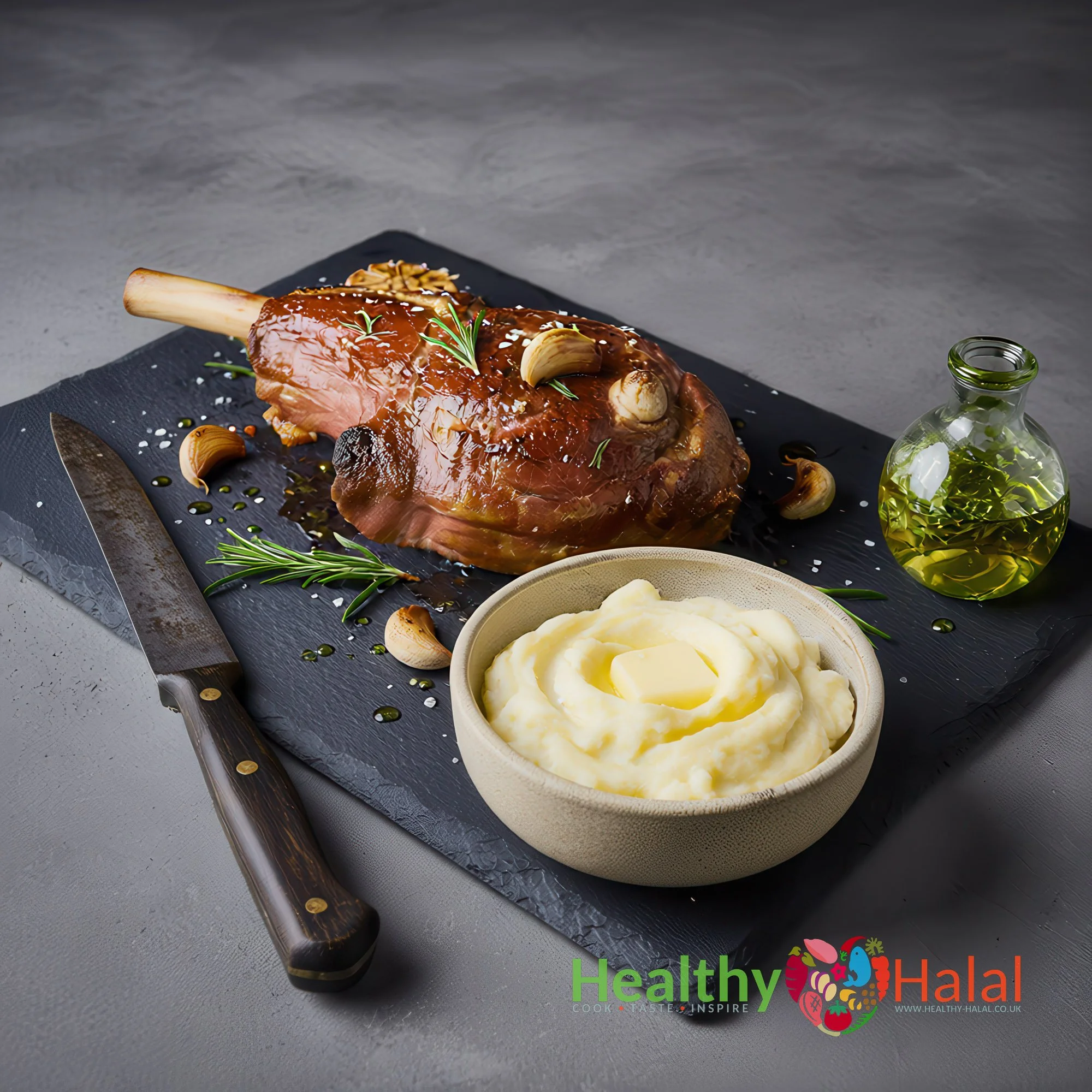 Minted Lamb Shanks with Sea Salt, Roasted Garlic & Rosemary 1 - Healthy Halal