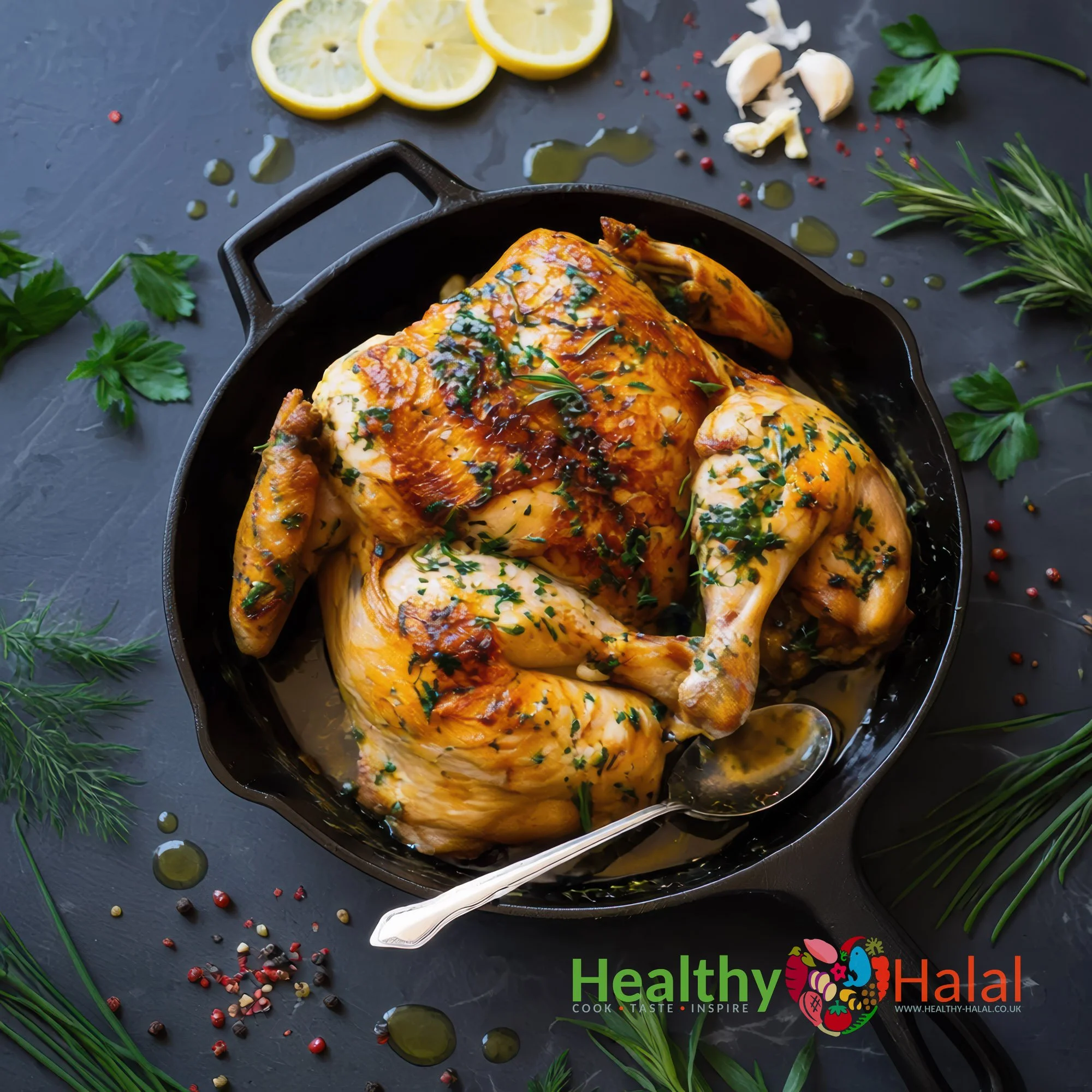 French Garden Spatchcock Chicken - Healthy Halal