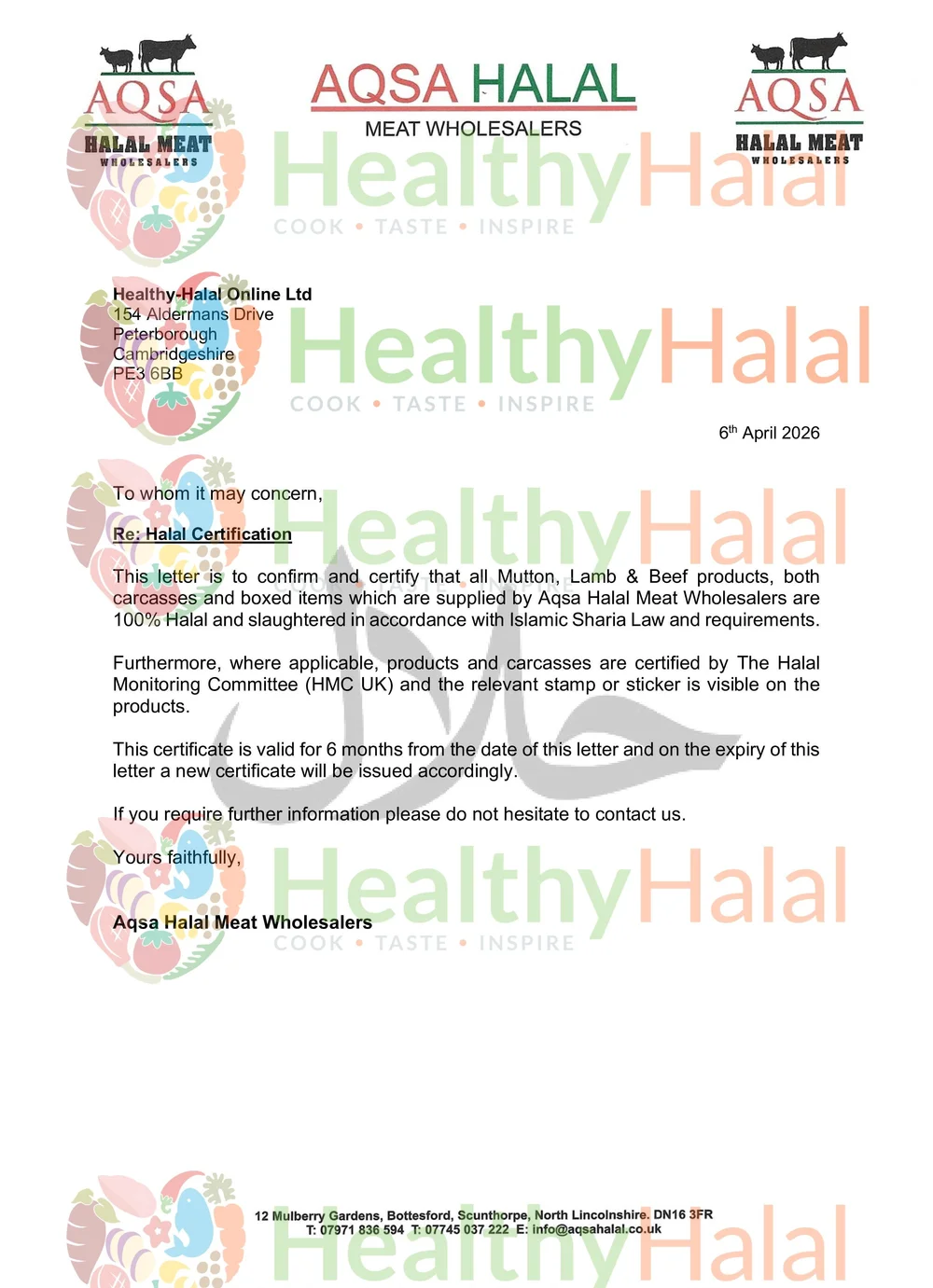 Halal Certificates | Healthy Halal | Fresh Halal Premium Meat Delivery UK