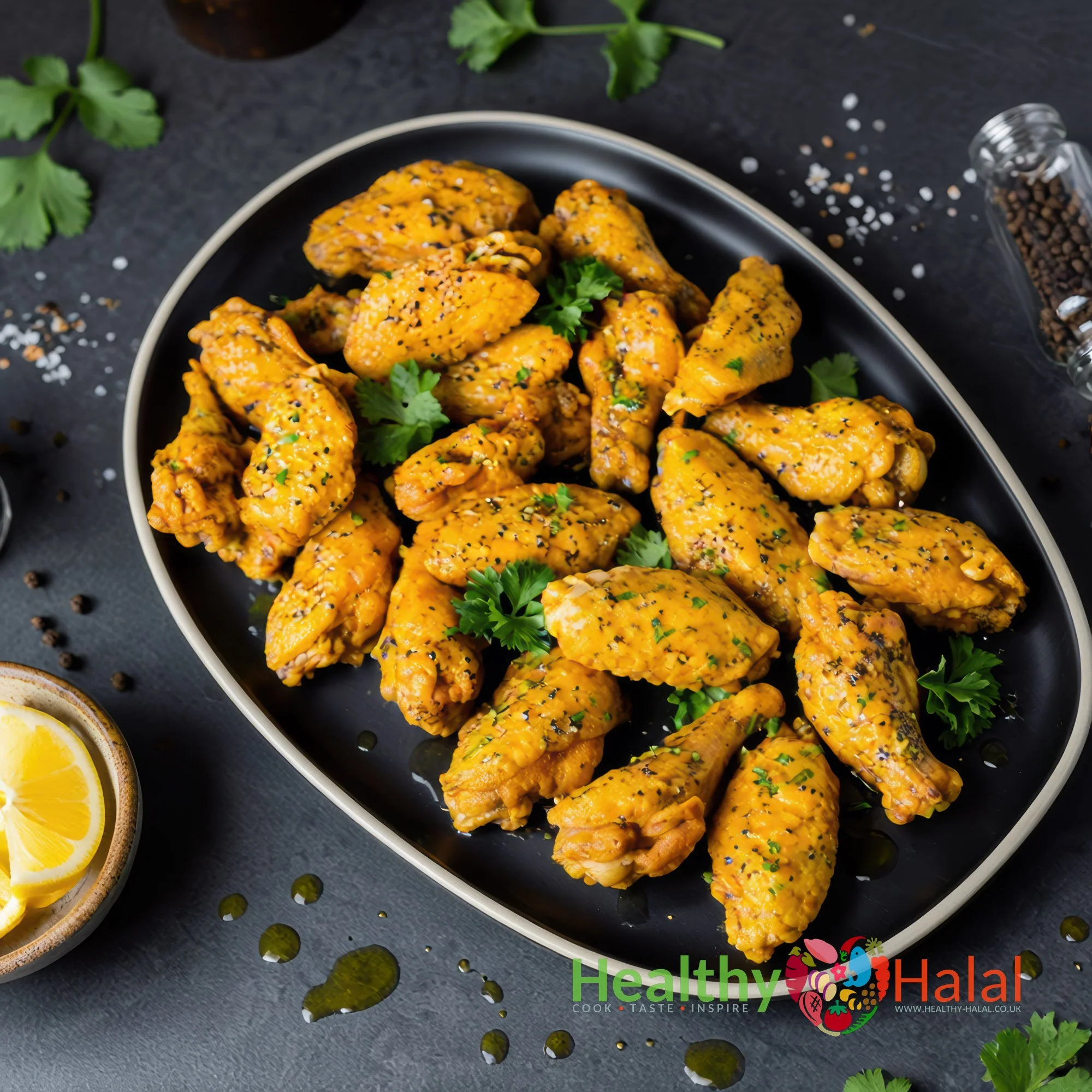 Lemon & Black Pepper Chicken Wings - Healthy Halal