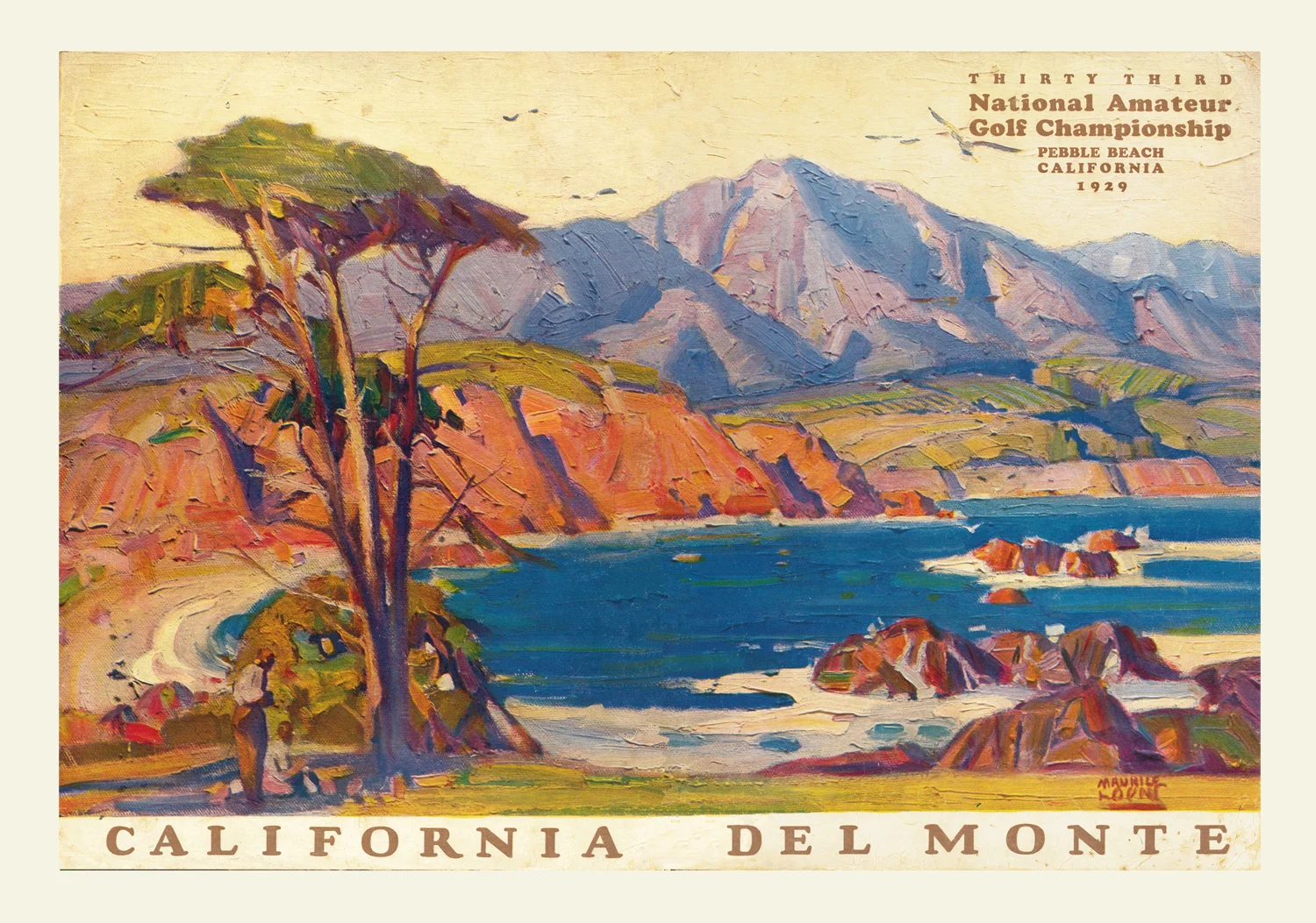 1929 US Amateur Program, painting by Maurice Logan, digital restoration by Tommy Naccarato