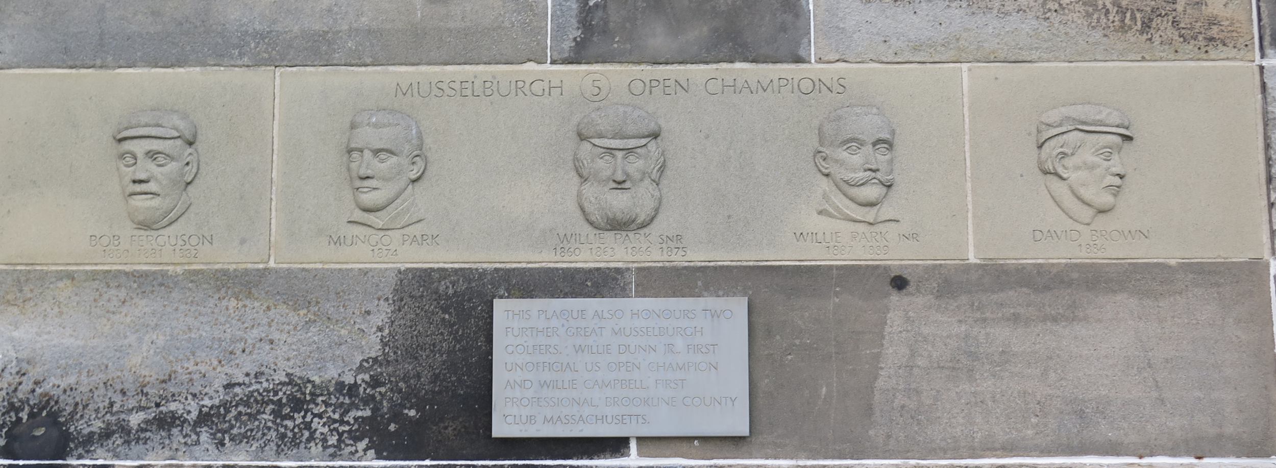 Old Musselburgh Golf Club tribute to champions who won there.