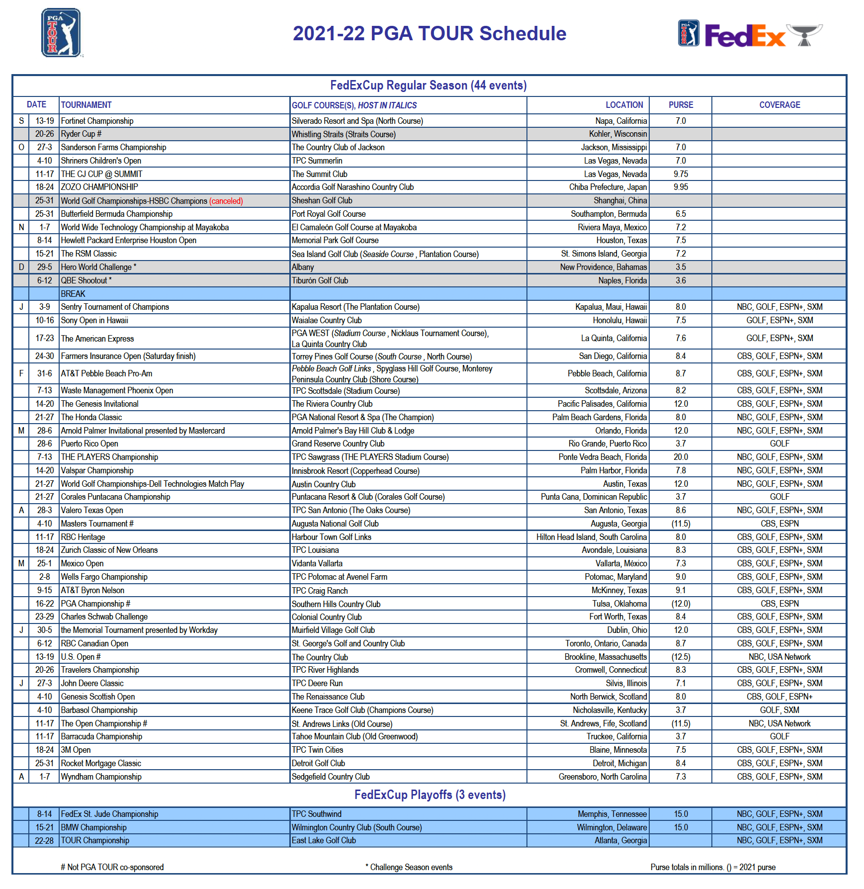 Printable Pga Tour Schedule 2022 Customize And Print Printable Pga Tour Schedule 2022 Customize And Print