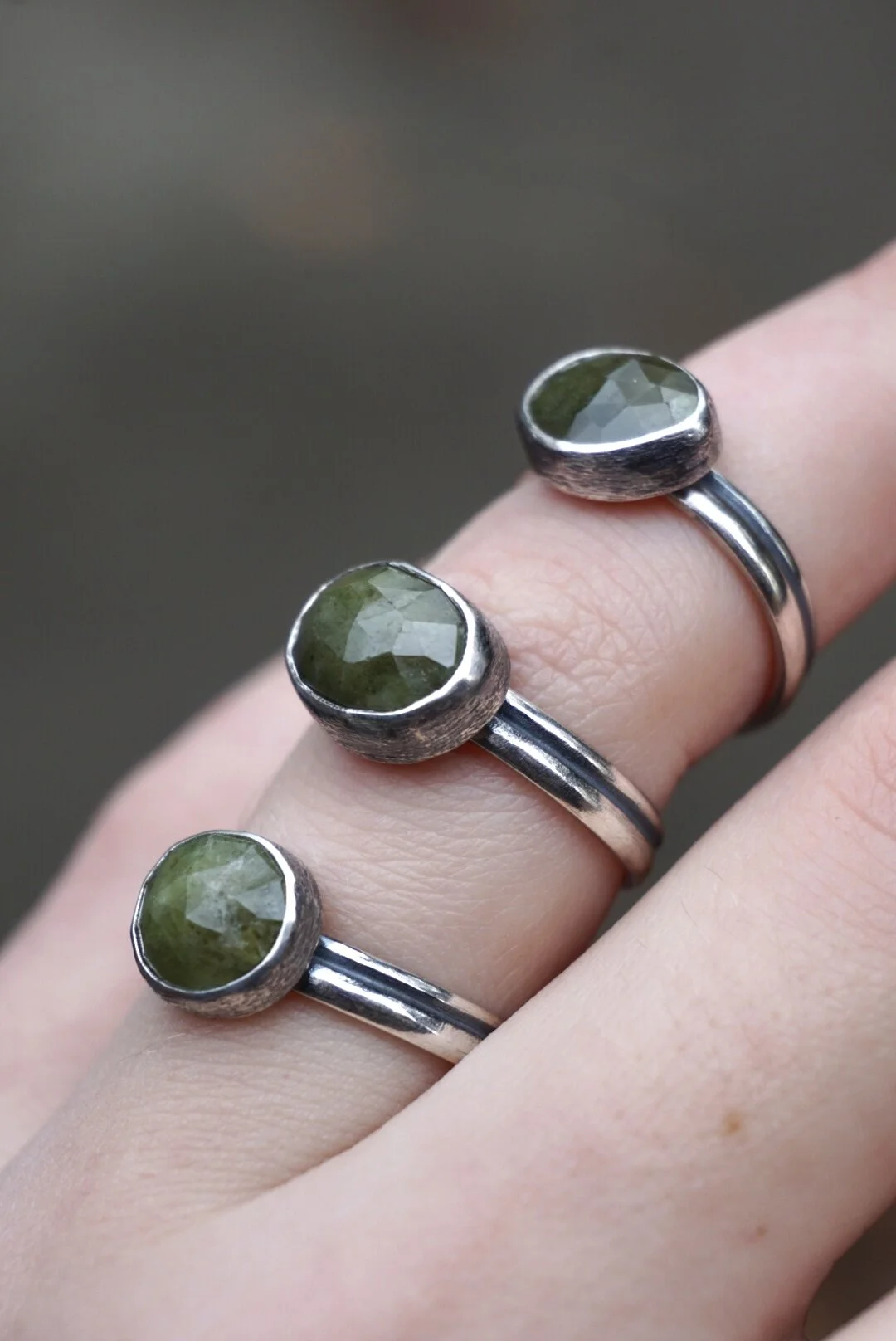 Vesuvianite Double Band Ring