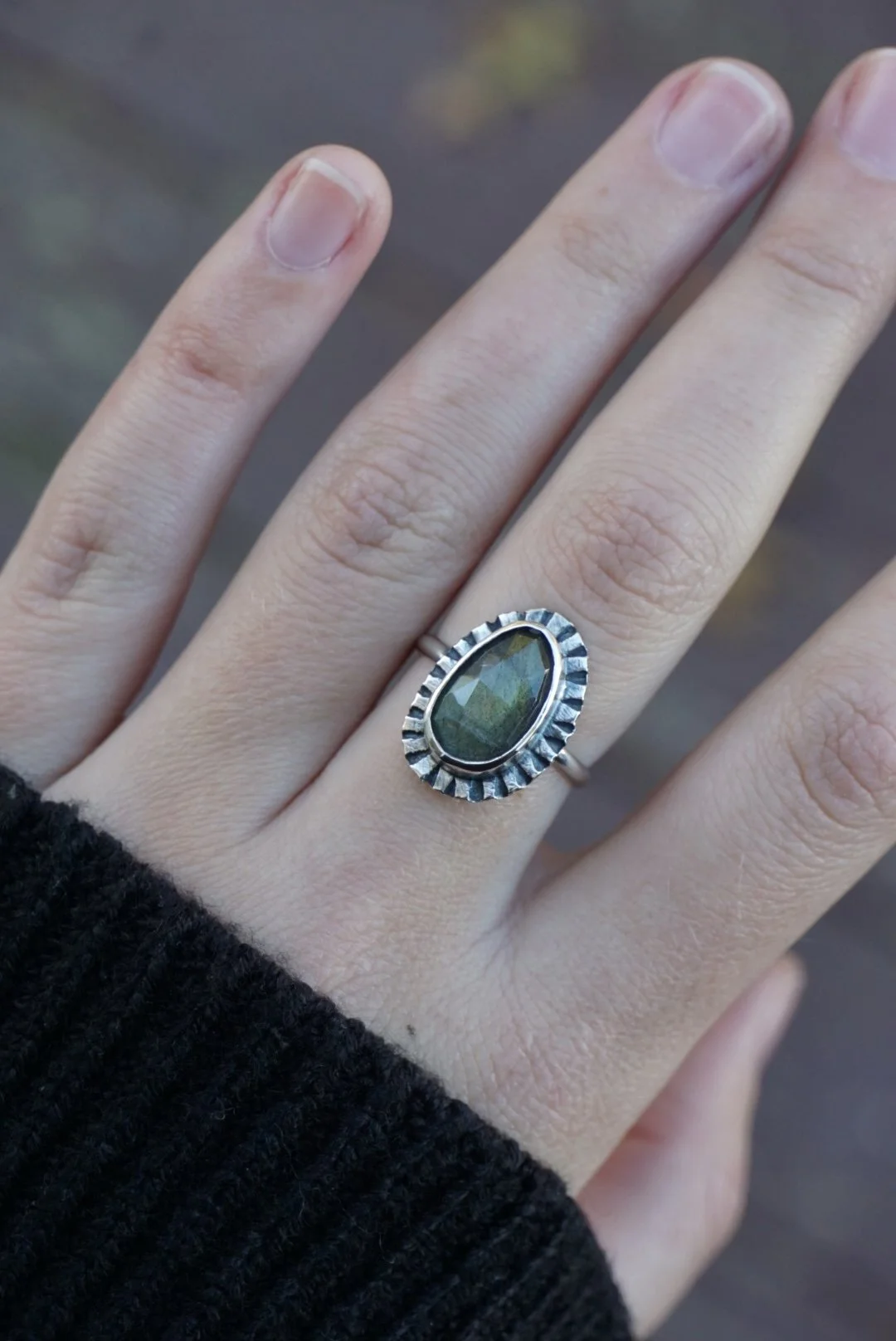 Labradorite Ridge Ring ( Size 8 )