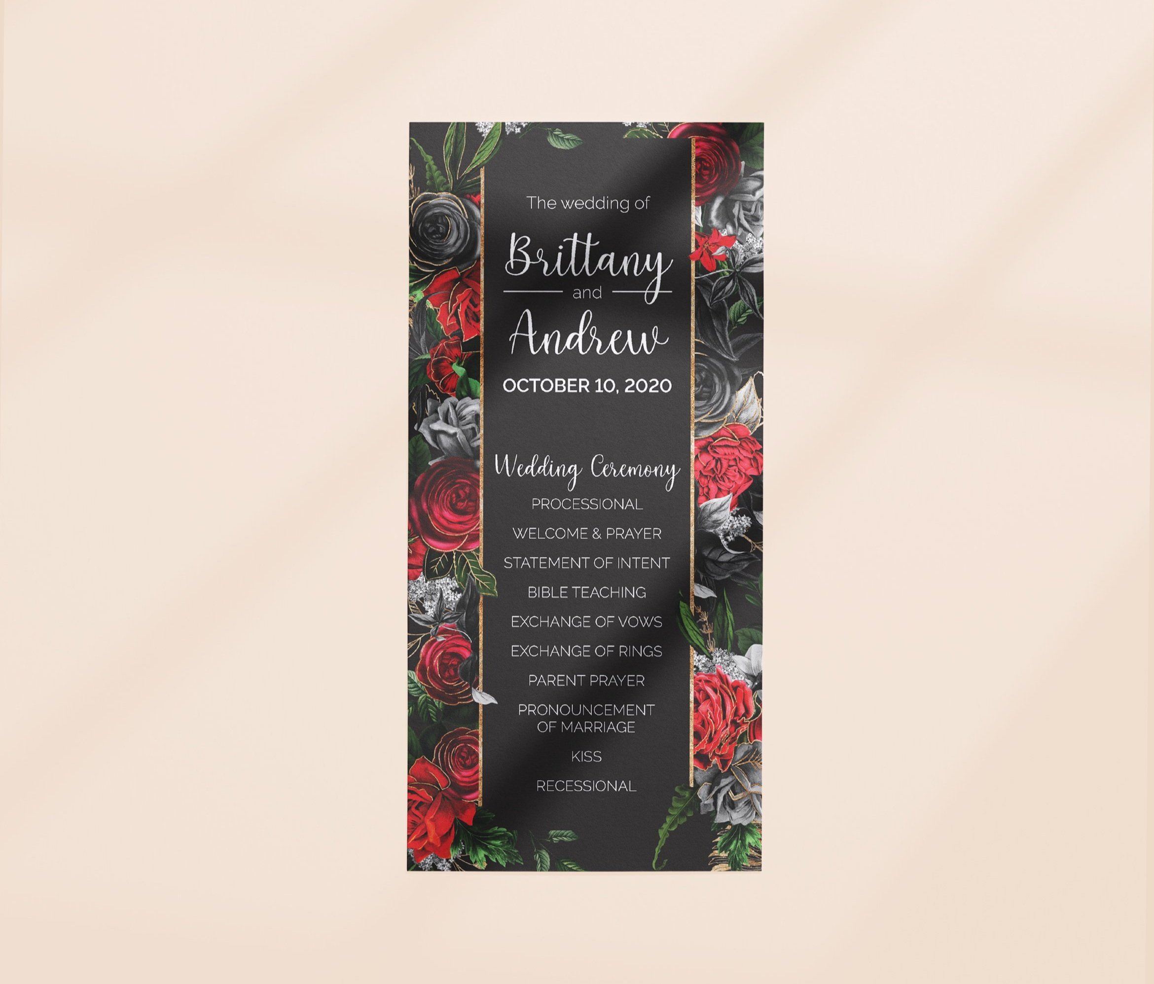 Dark Rose Wedding Program