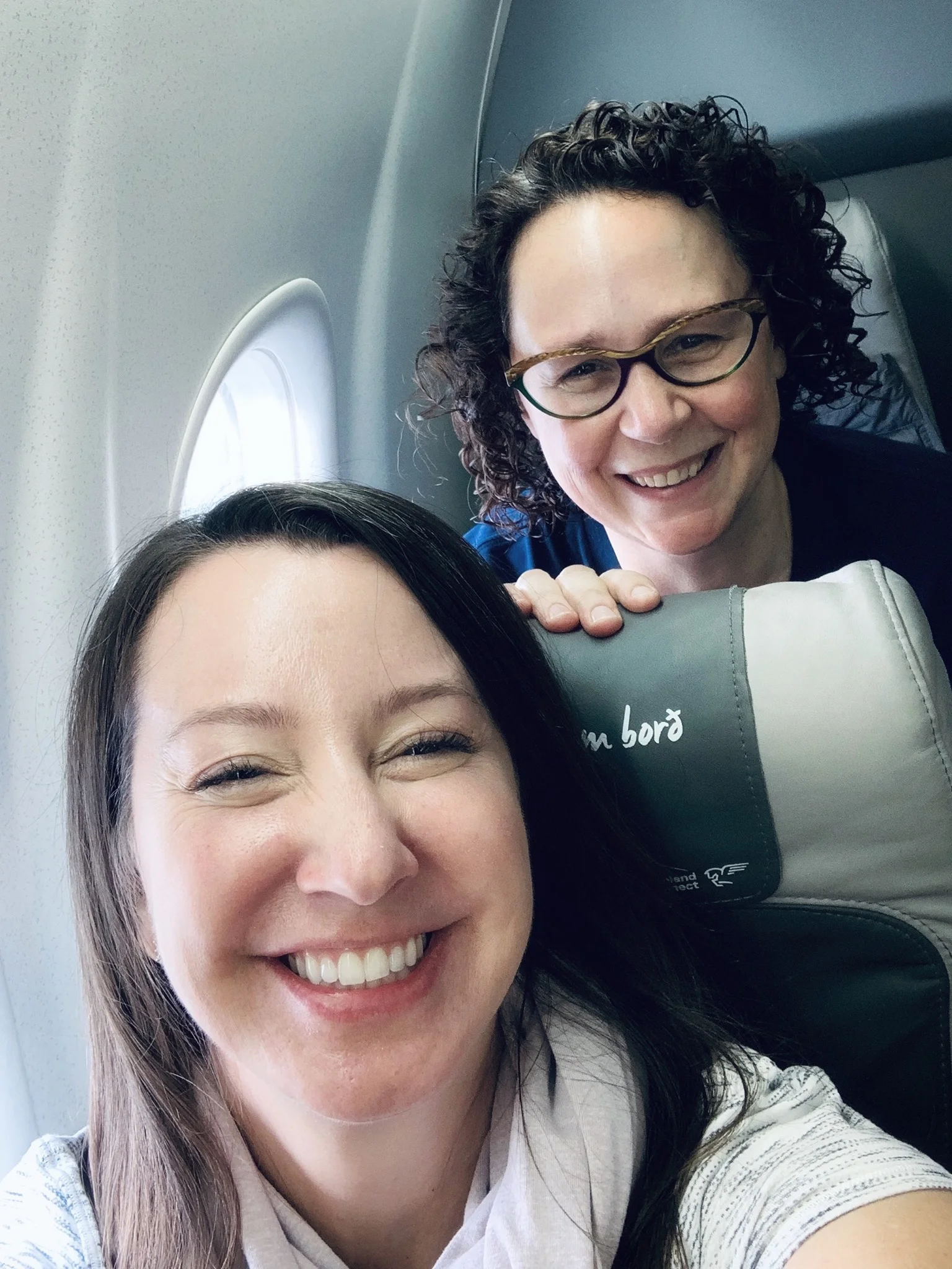 Absolutely thrilled to be on the plane! - with Becky Manning