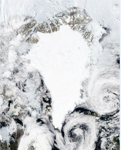Greenland from space. This shows you the enormity of the ice sheet - which covers nearly 85% of the Greenlandic landmass.