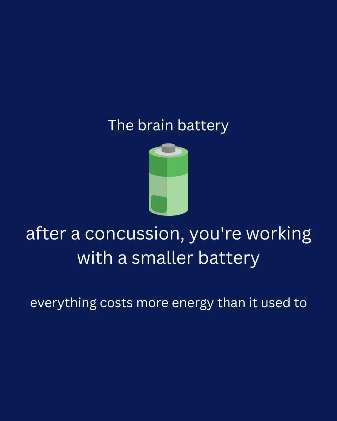 Slow is fast and fast is slow 💯

With a clinic focused on go-getters you can bet slowing down is NOT something anyone coming through the door wants to do (including us!)

But, the inconvenient truth is:
Your brain has a battery after concussion and 