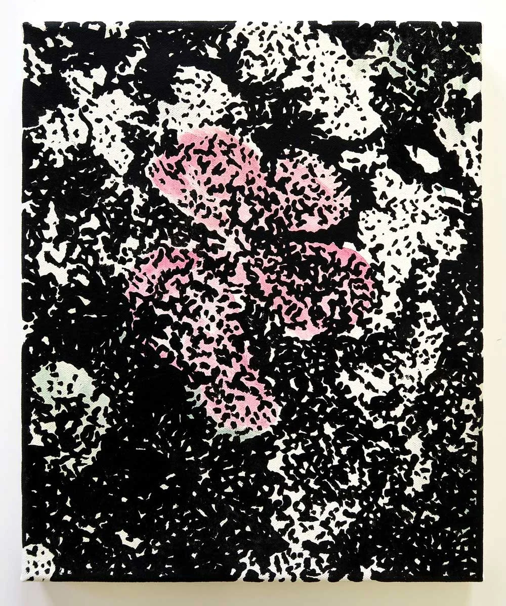 An Example Ink, acetone, oil on canvas 25.5cm x 30.5cm