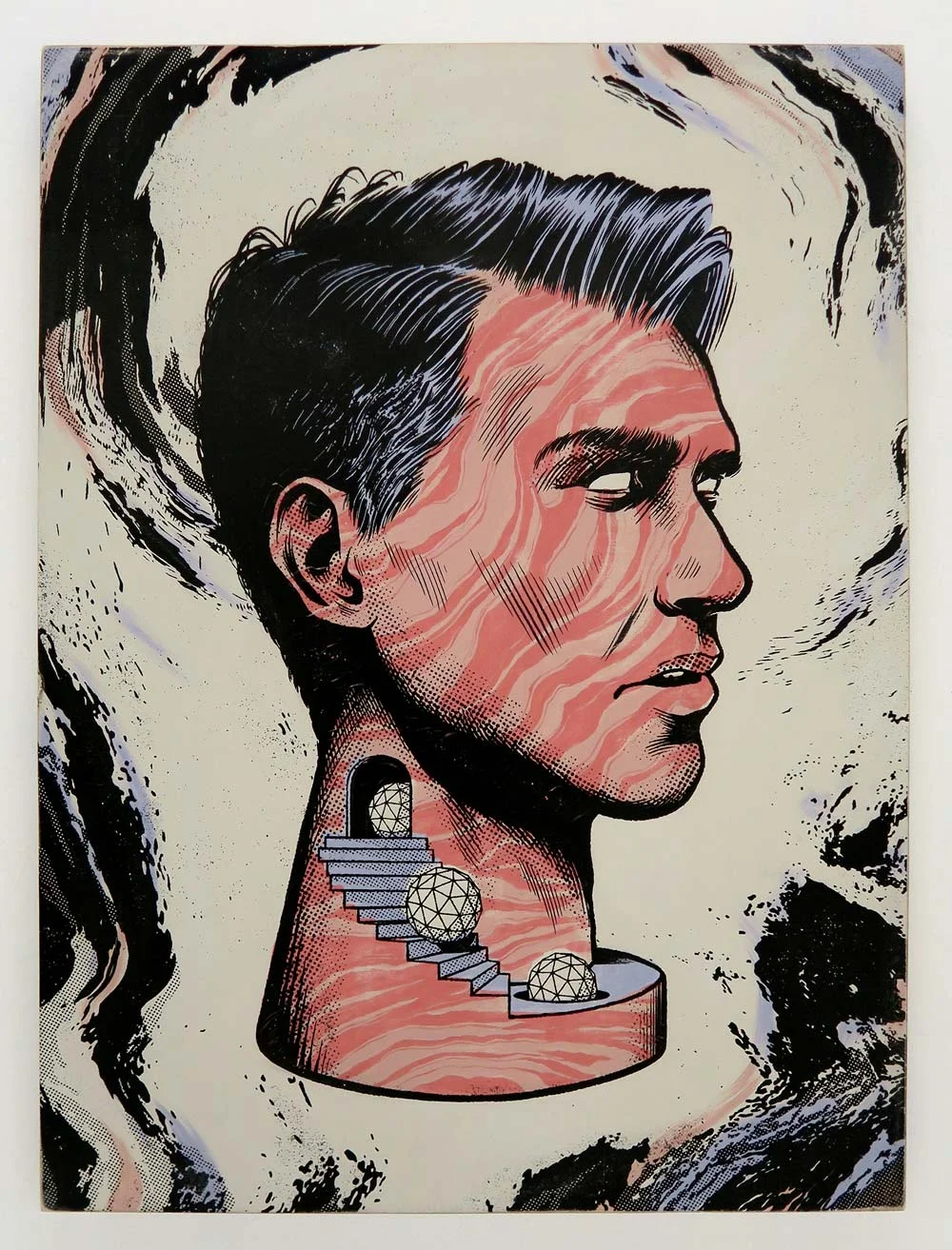 Modern Guilt Acrylic with screen printed detail on mounted board 76cm x 101cm