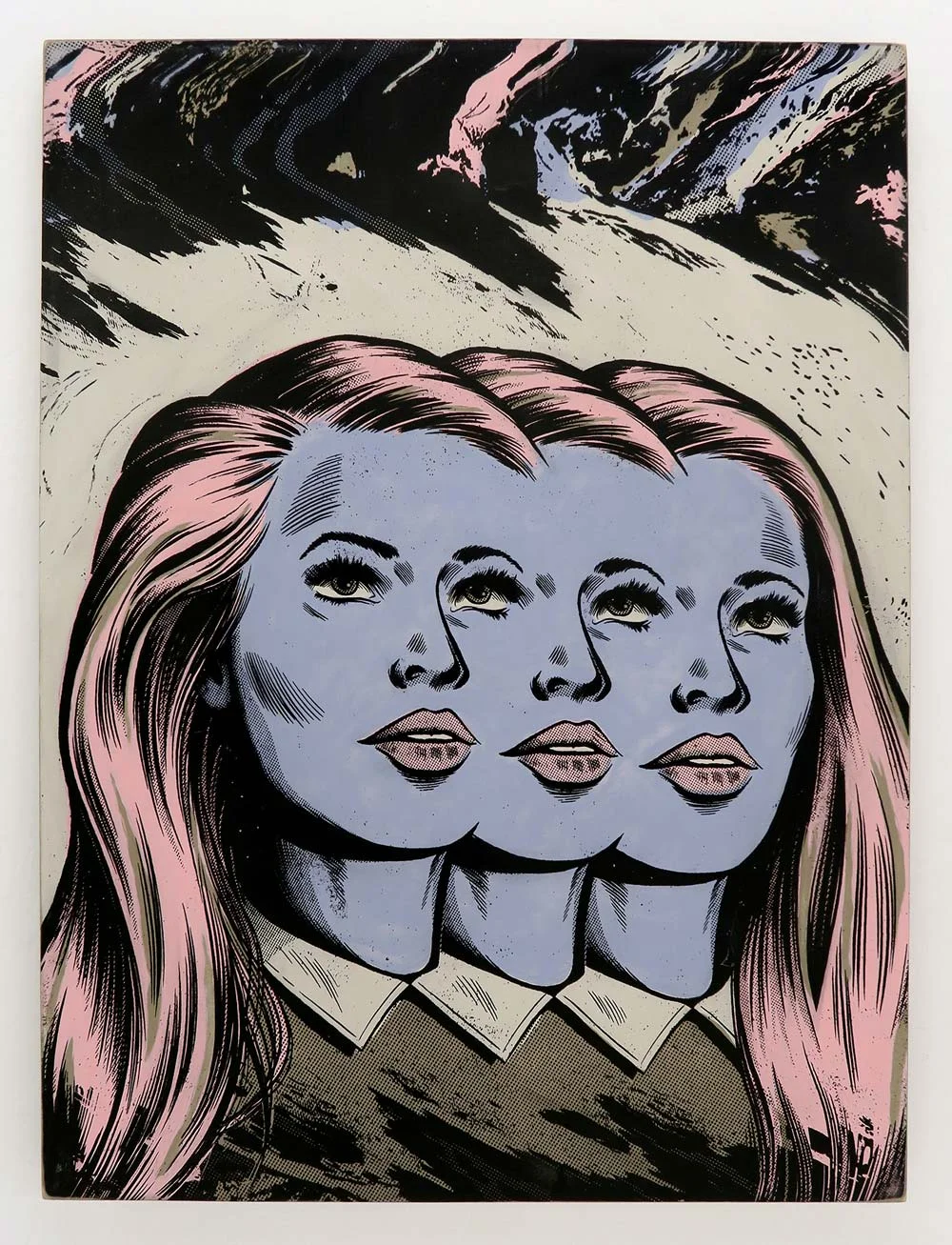 Belief Relief Acrylic with screen printed detail on mounted board 76cm x 101cm