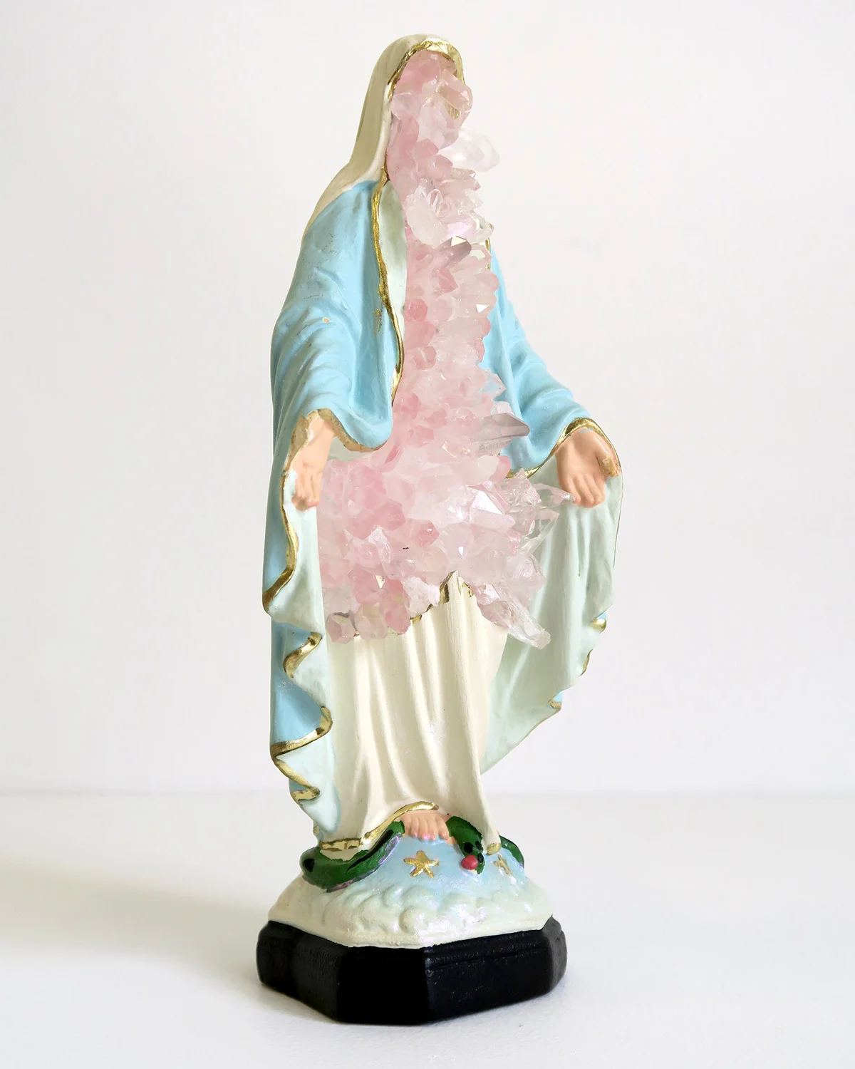 Crystal Mary 3 Crystal & acrylic/enamel on repurposed vintage religious figure. 22cm tall