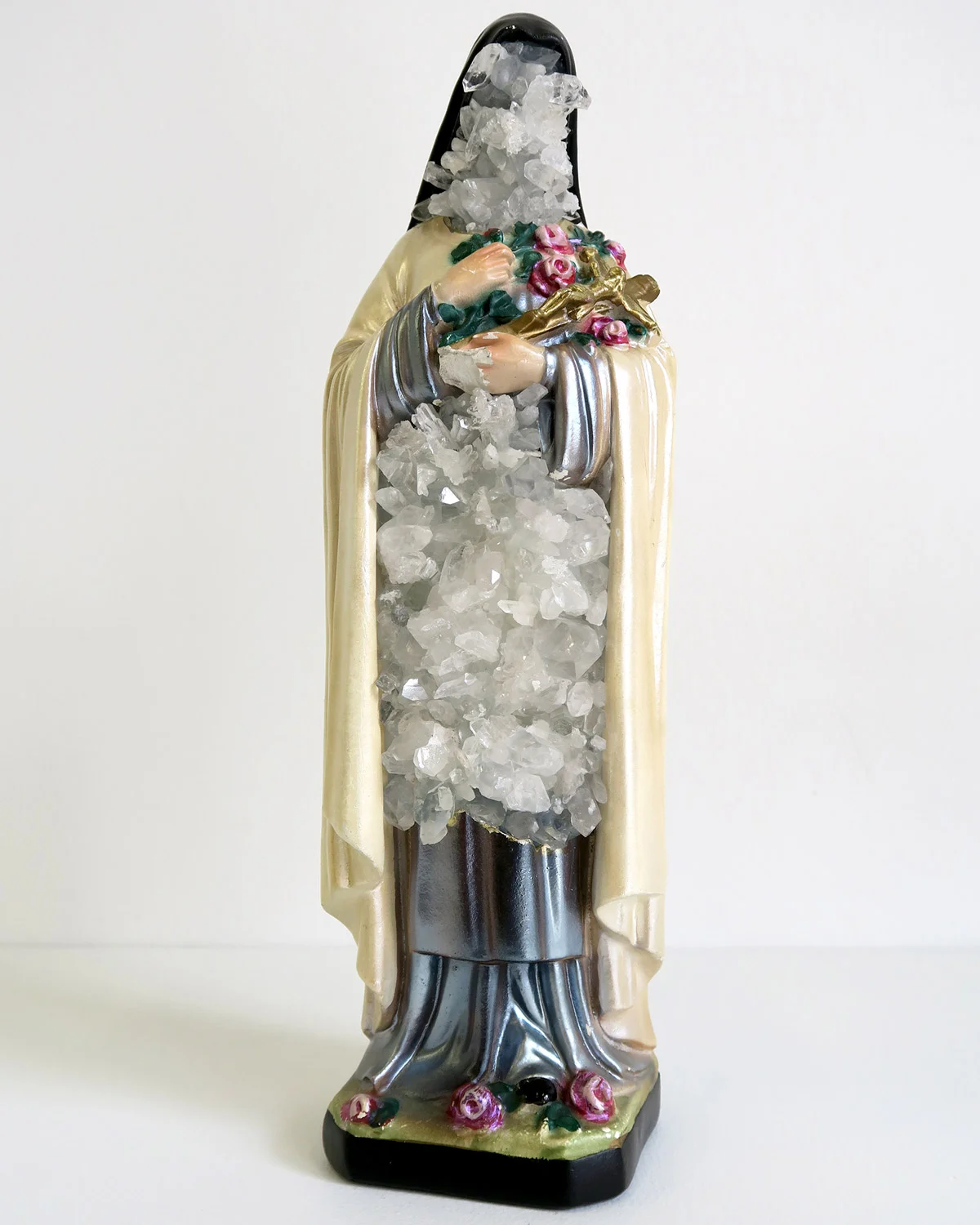 Crystal Mary 10 Crystal & acrylic/enamel on repurposed vintage religious figure. 33cm tall