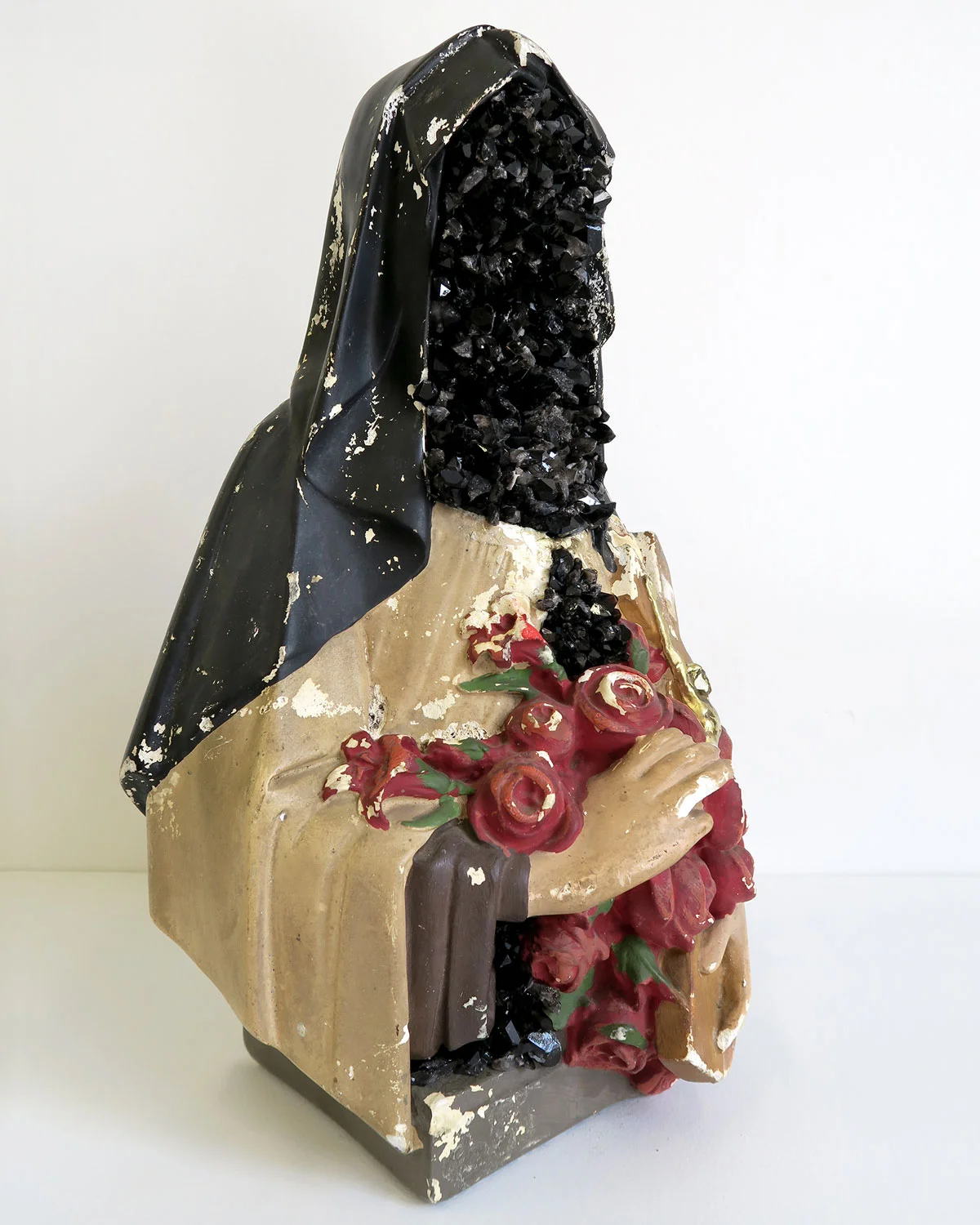 Crystal Mary 23 Crystal & acrylic/enamel on repurposed vintage religious figure. 45.5cm tall