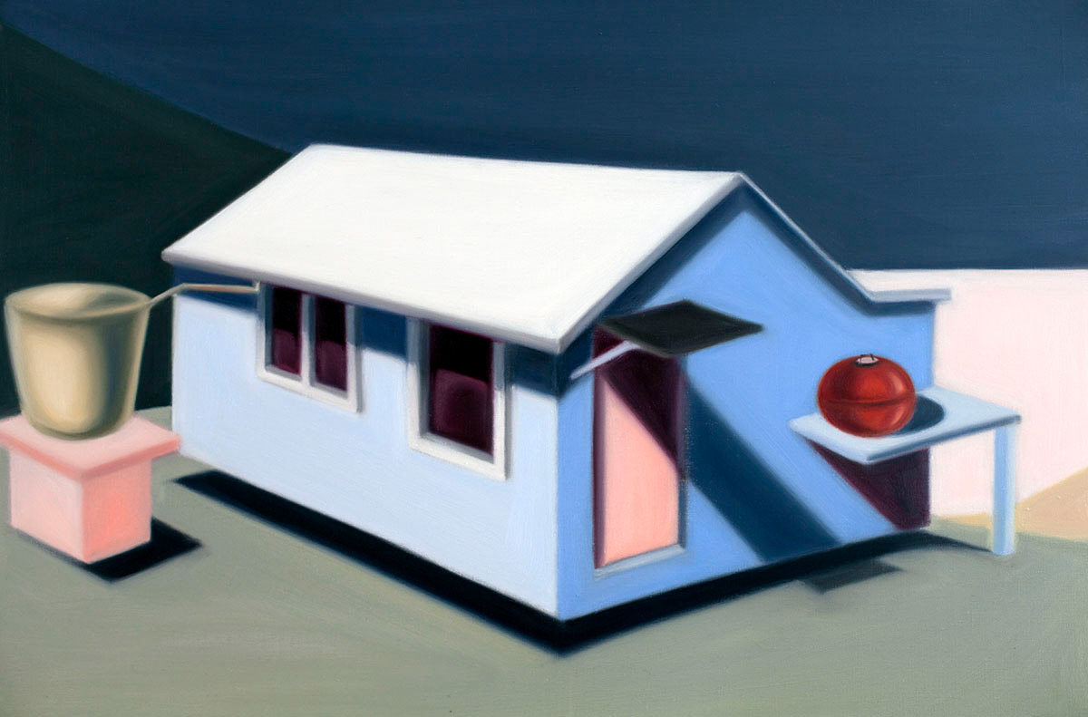 Blue Shack with Footless Weber Oil on linen 76cm x 51cm