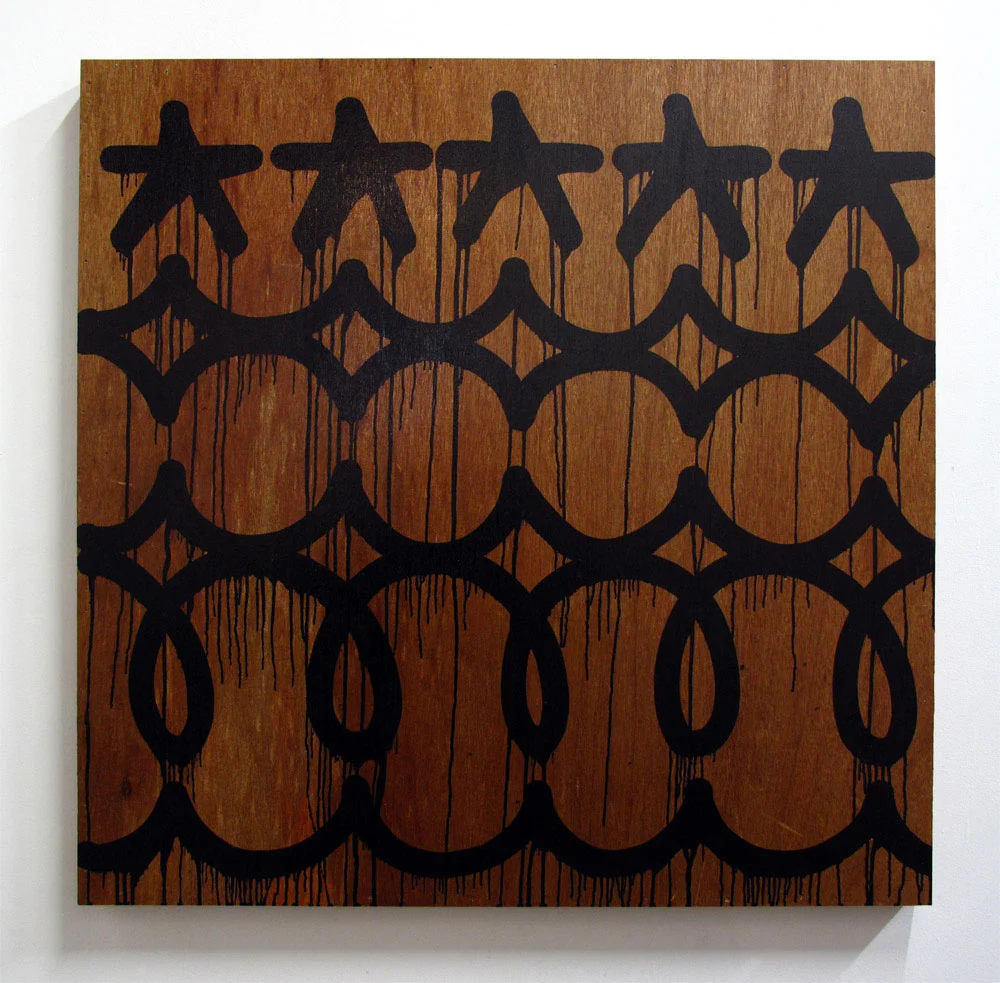 Mop Ink on timber 100cm x 100cm