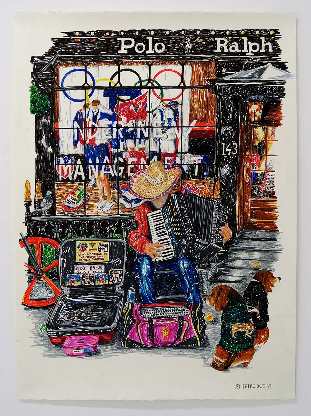 Let my accordion be the soundtrack to your summer Ink and pencil on paper 56cm x 76cm