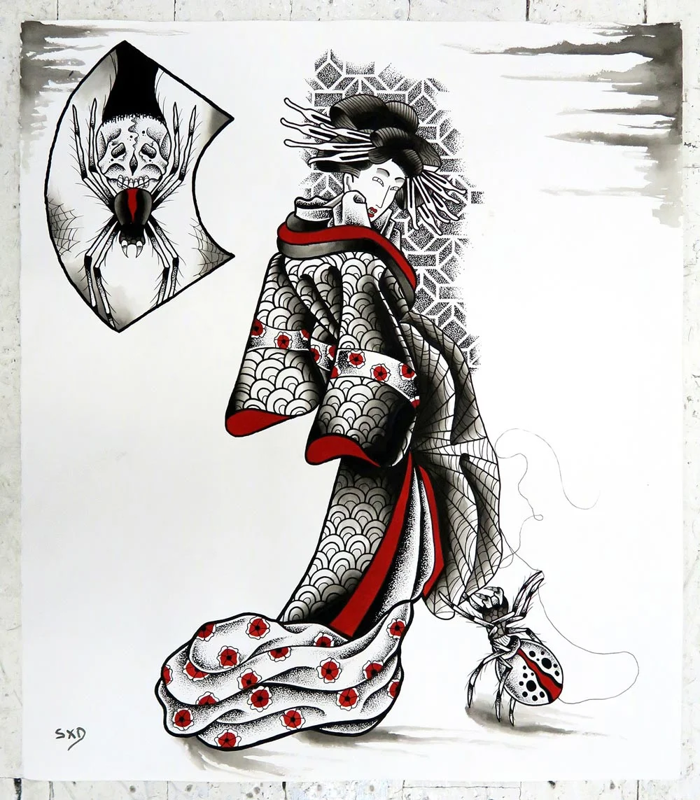 Jorogumo 4 Ink on paper 38cm x 56cm